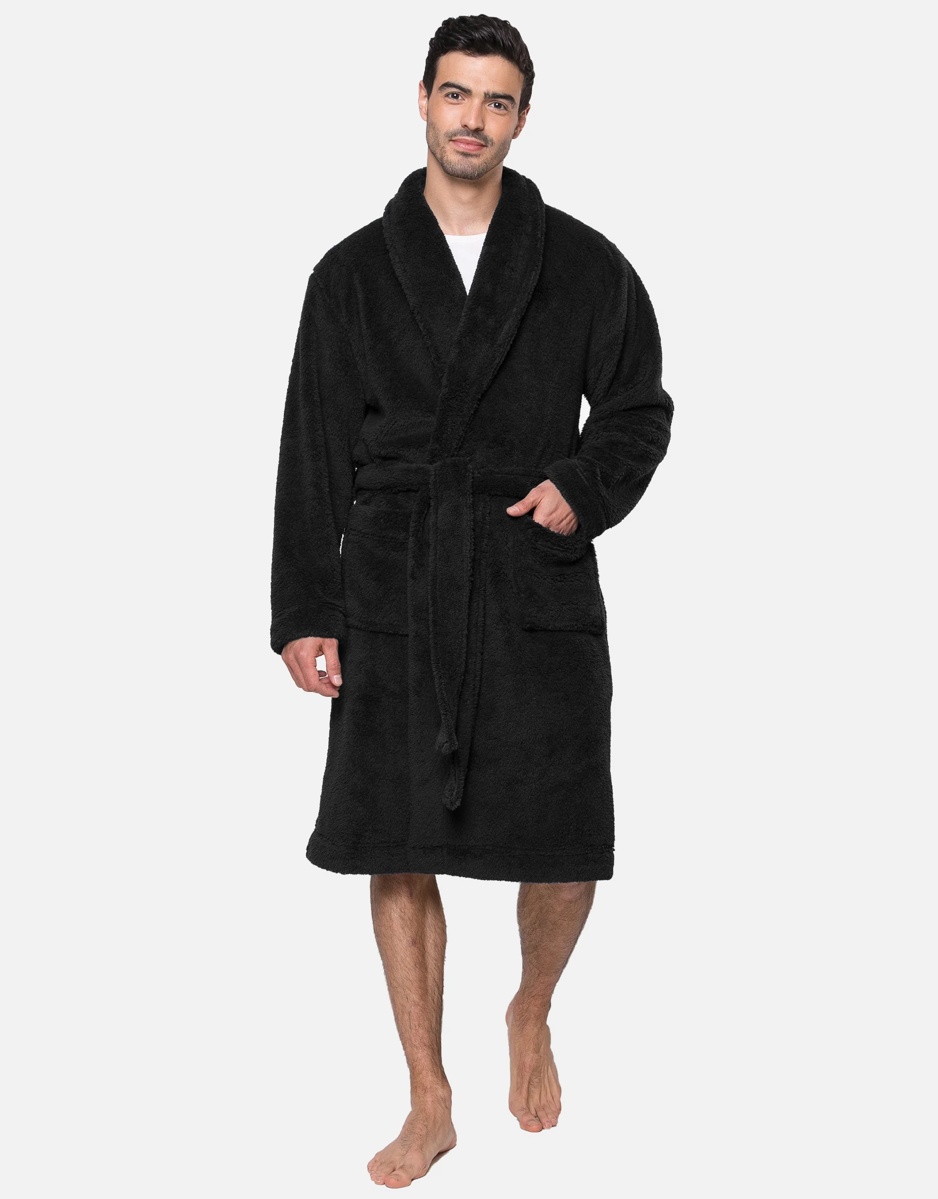 Borg Dressing Gown in Black