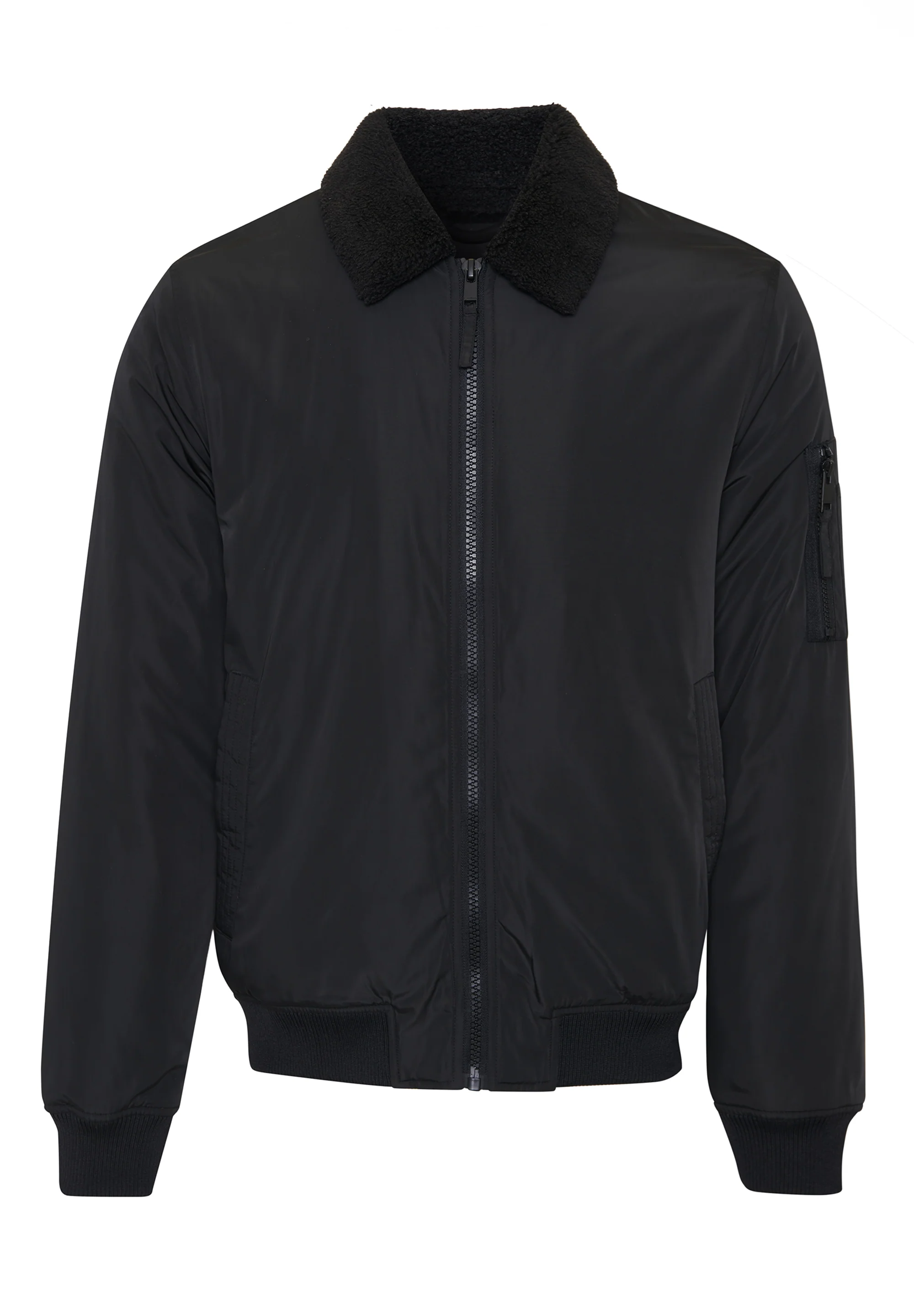 Borg Lined Collared Jacket in Black - Image 8