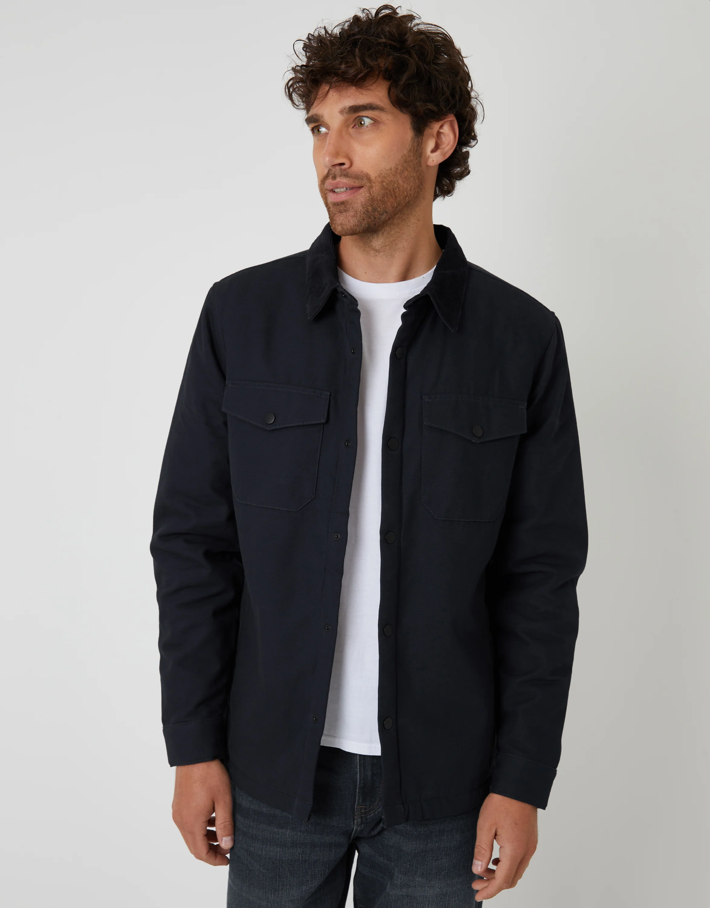 Borg Lined Shacket in Black