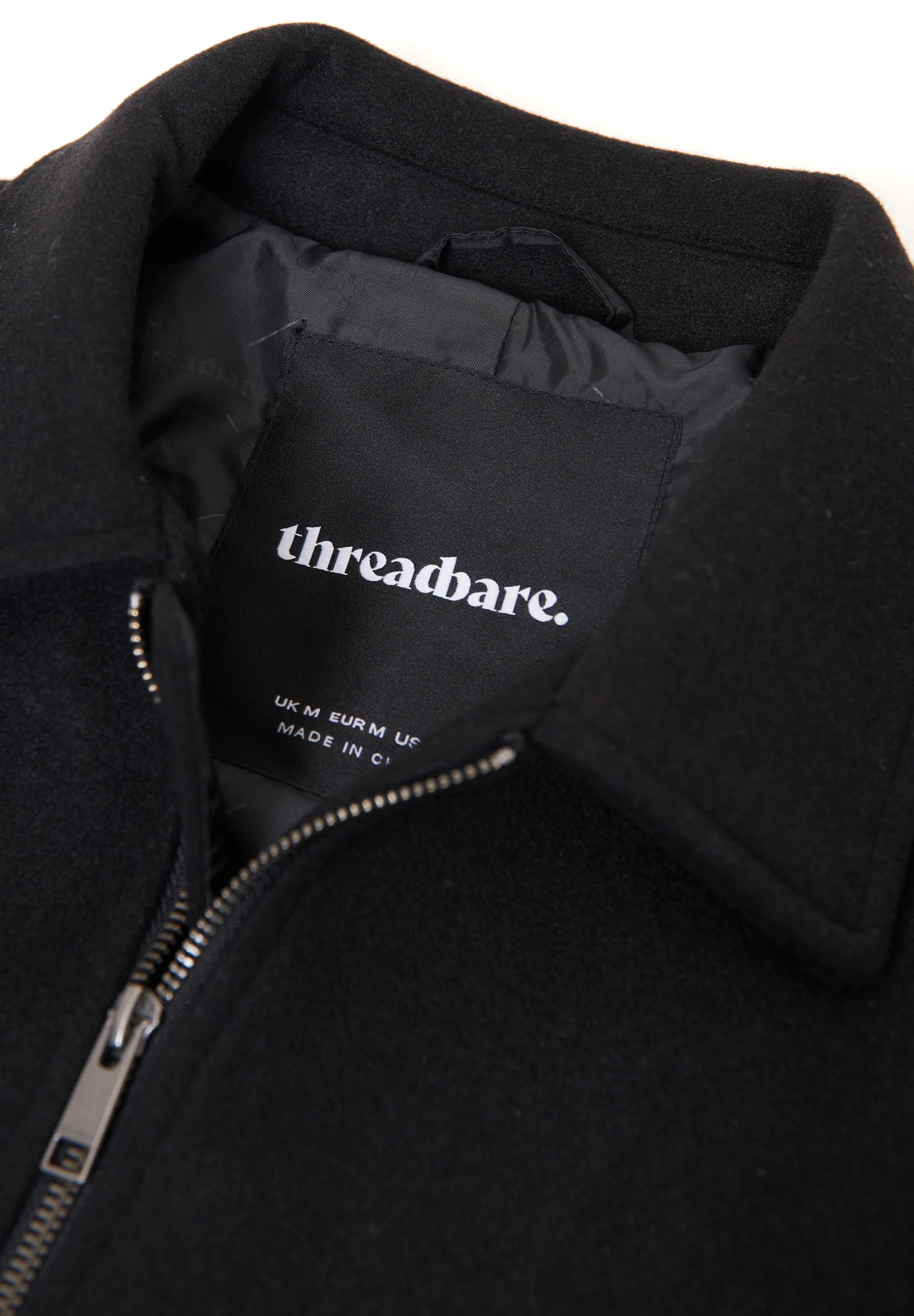 Faux Wool Collared Lightweight Utility Jacket in Black - Image 5