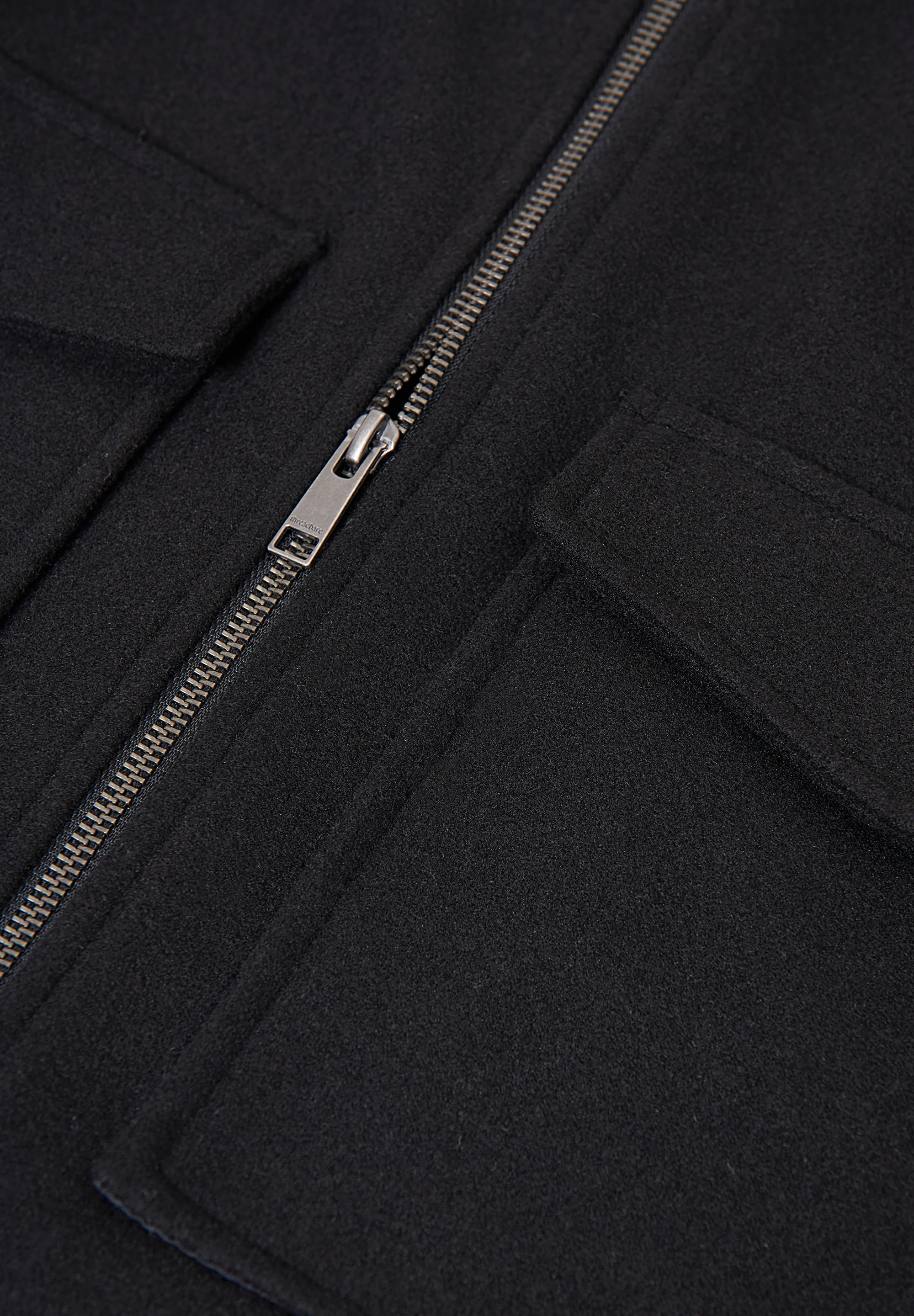 Faux Wool Collared Lightweight Utility Jacket in Black - Image 6