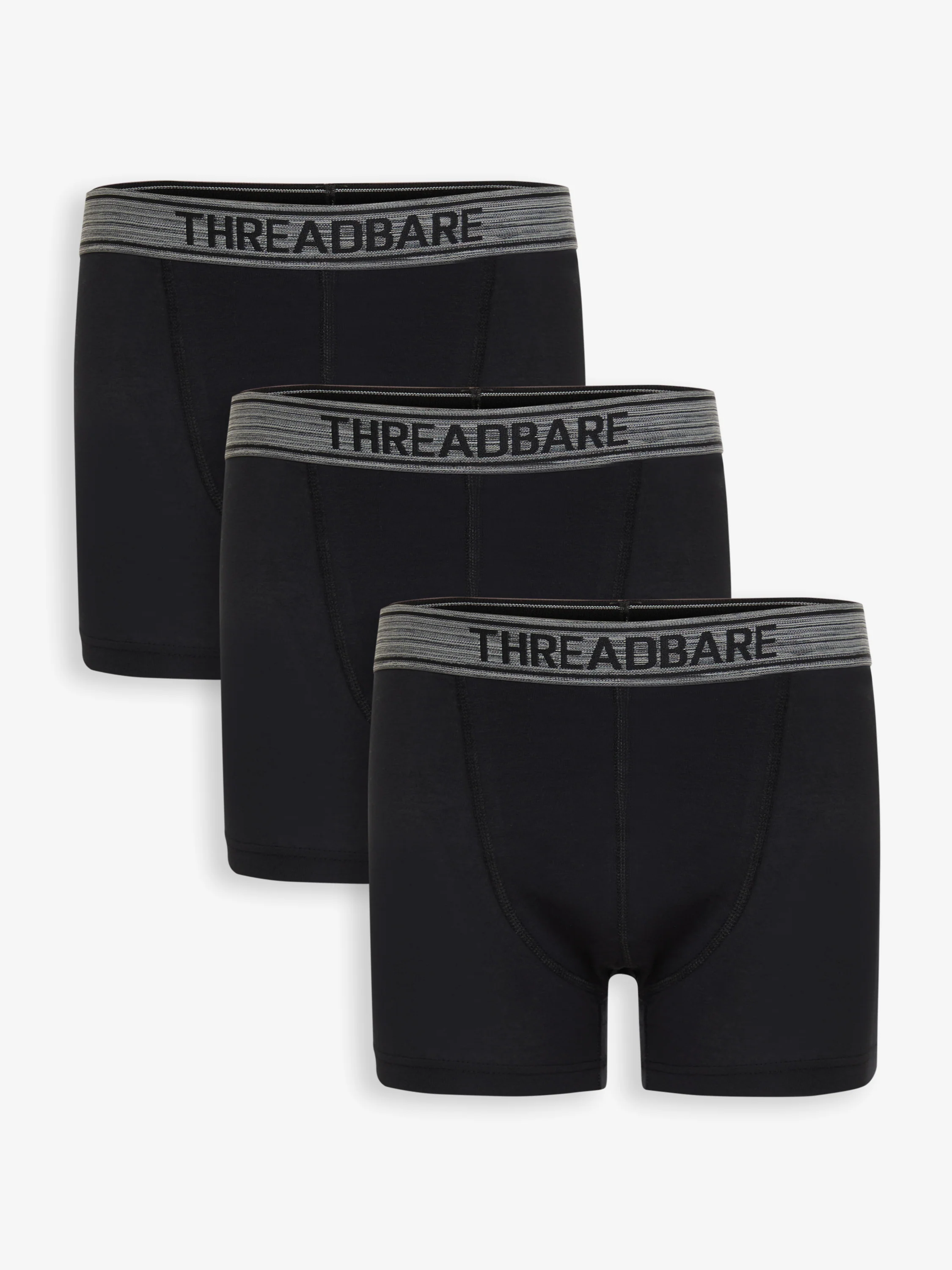 3 Pack Hipster Fit Boxer Shorts in Black
