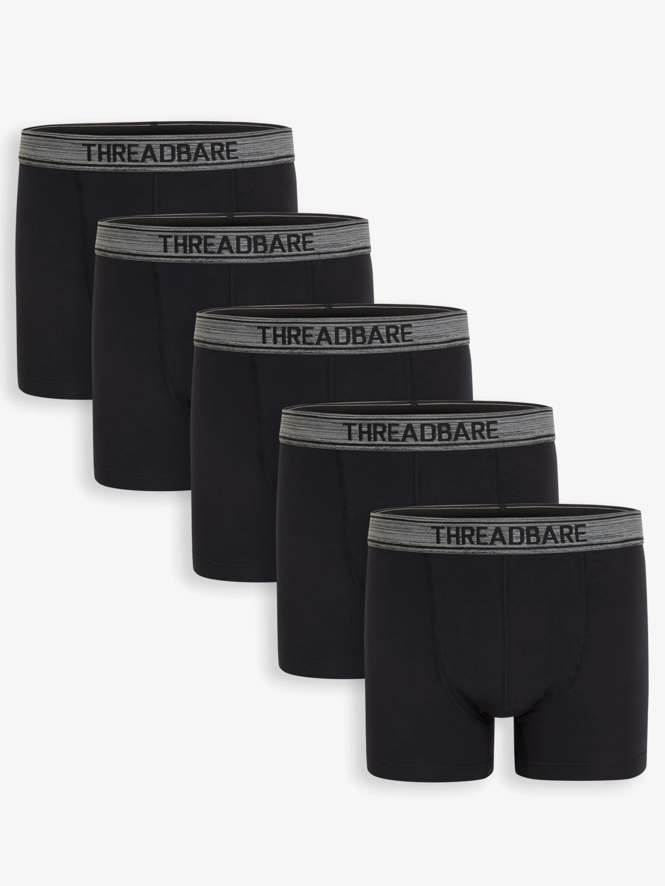 5 Pack Hipster Fit Boxer Shorts in Black
