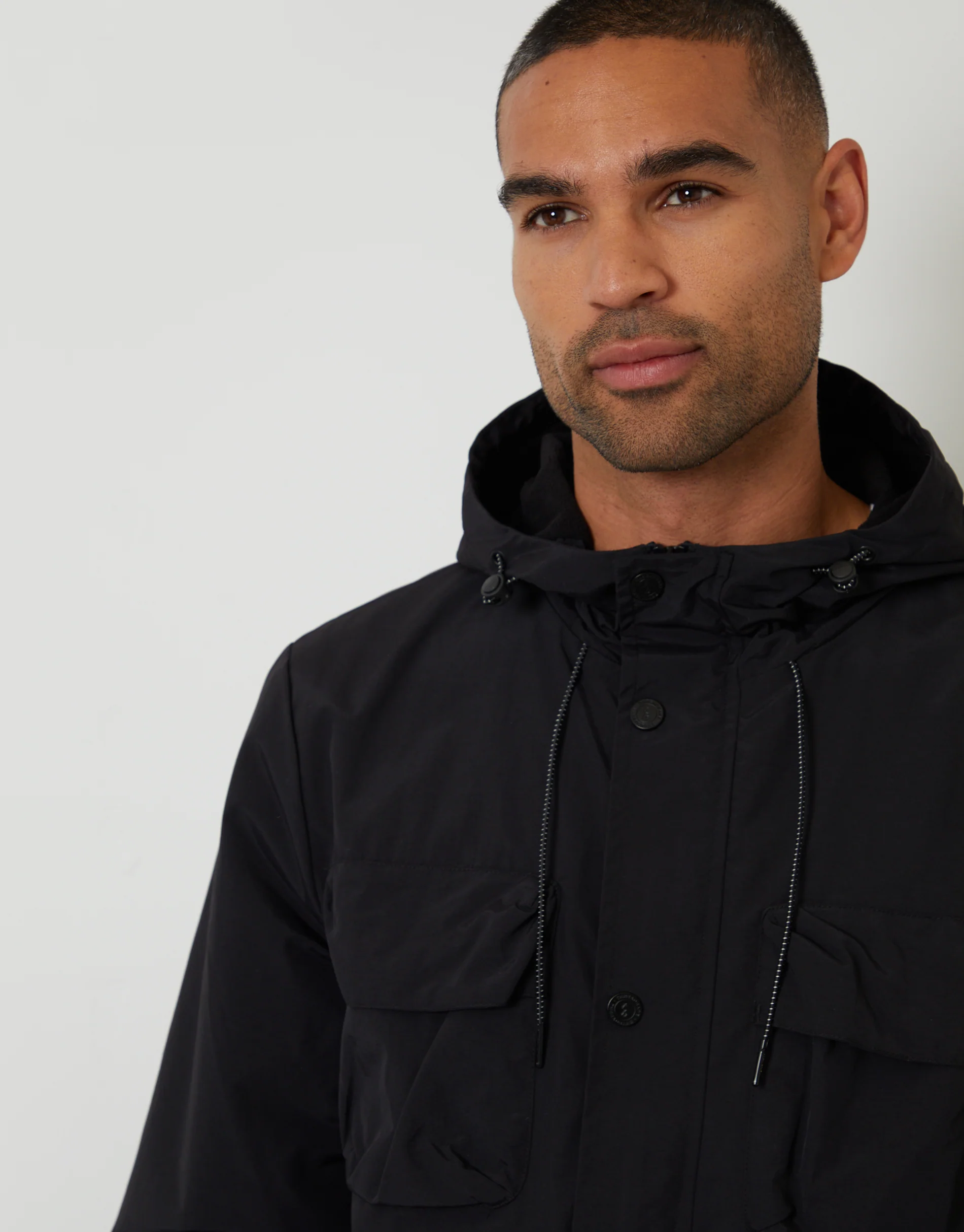 Hooded Utility Coat in Black - Image 4