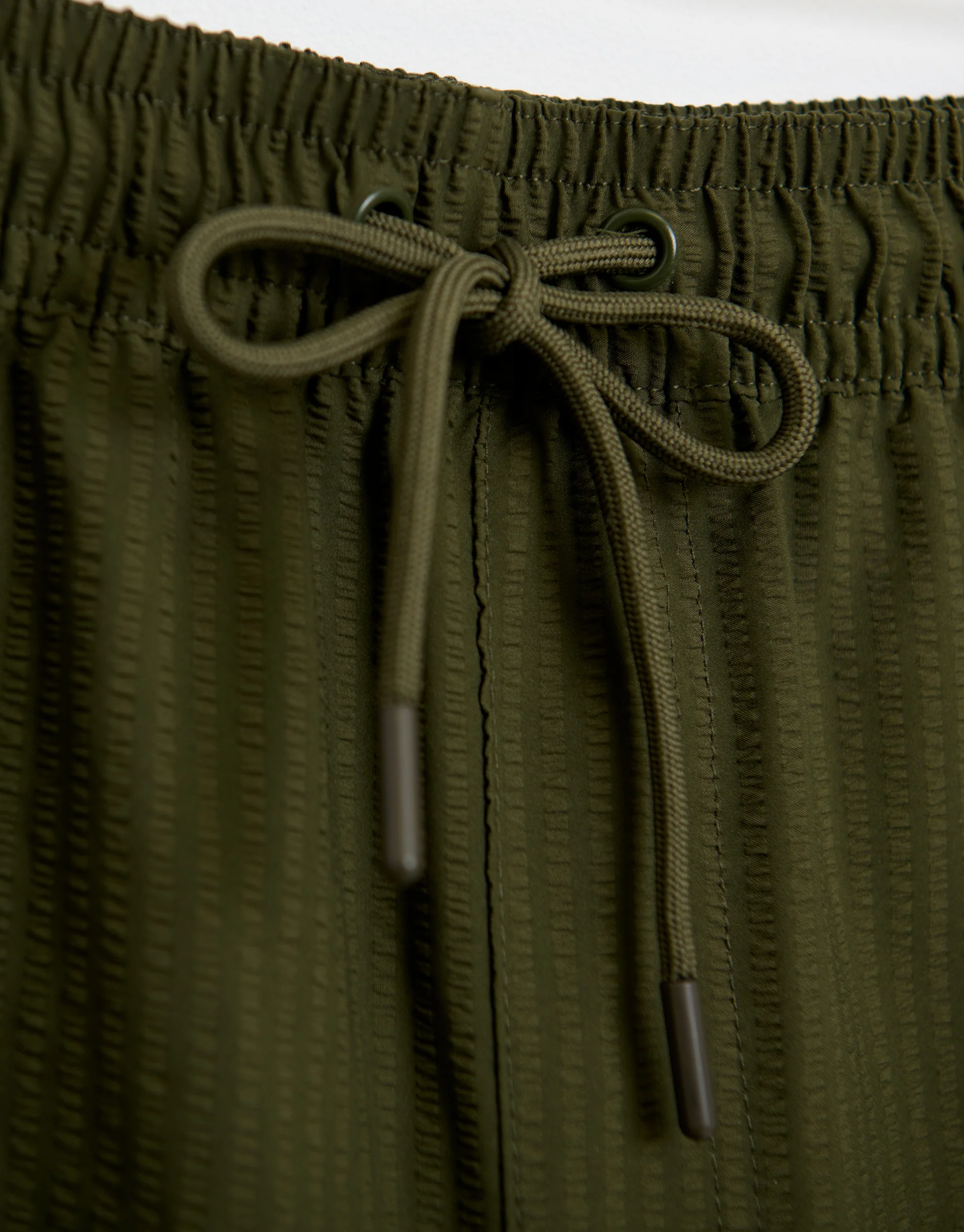 2 Pack Seersucker Swim Shorts in Black & Khaki Green Stripe - Image 6