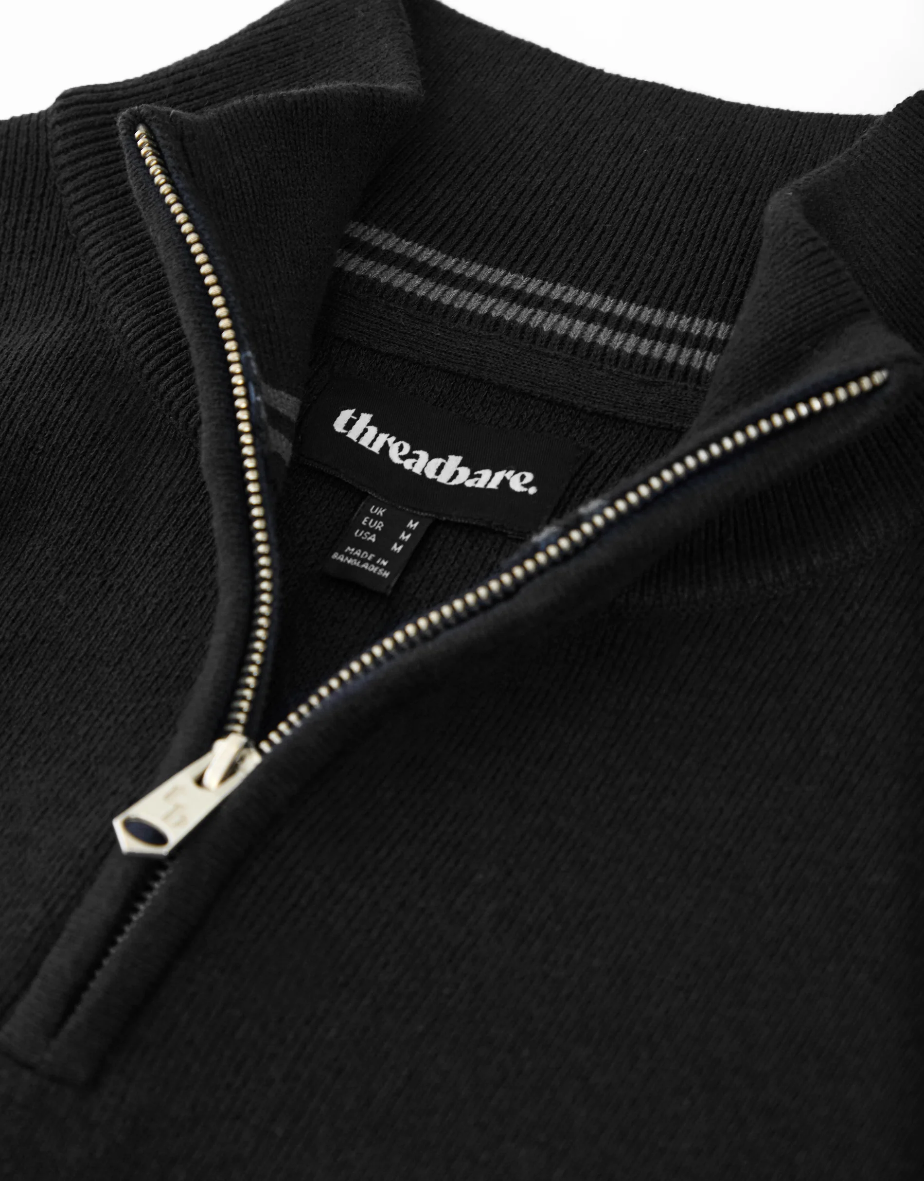 Knitted Quarter Zip Jumper in Black - Image 5
