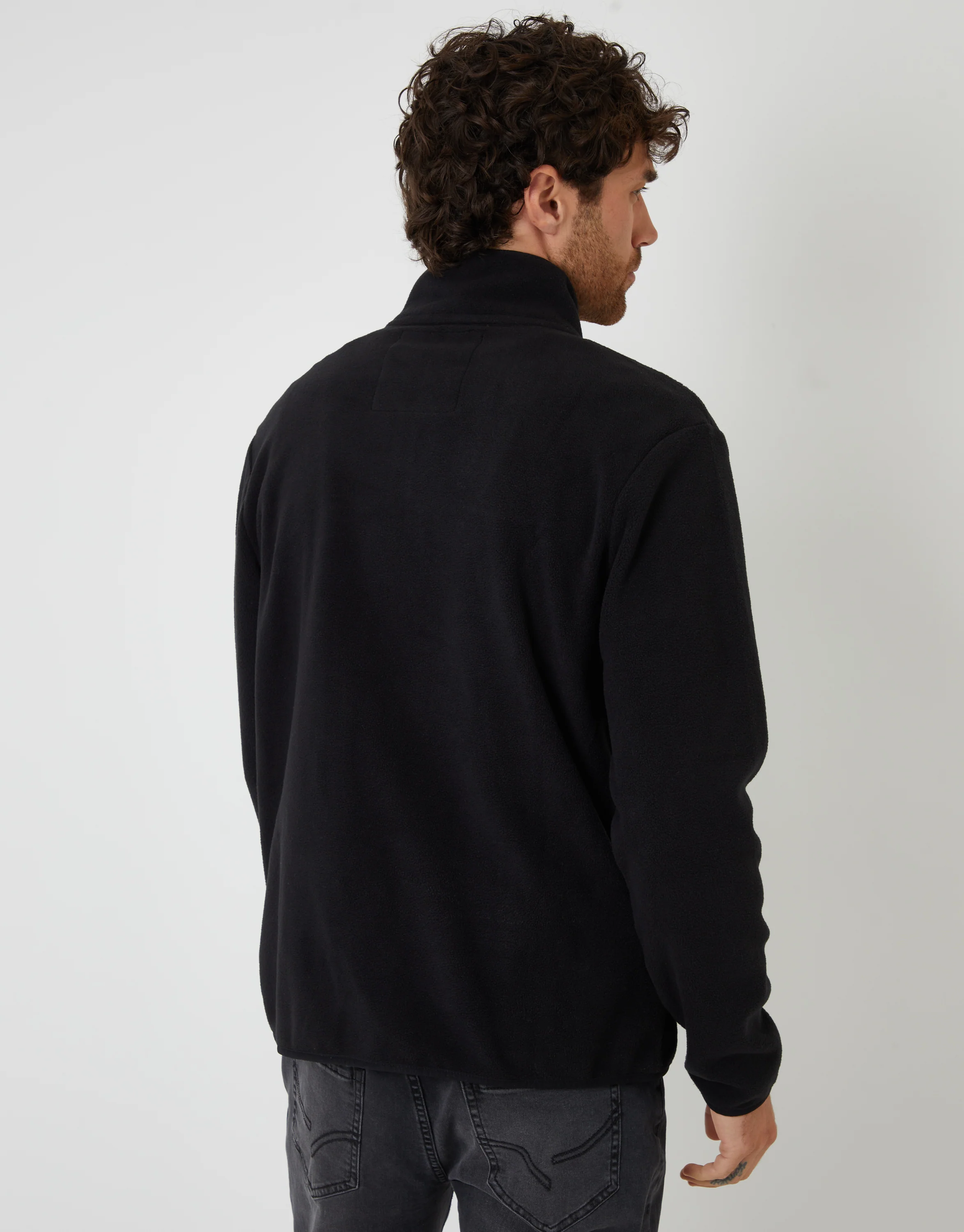 Microfleece Quarter Zip Sweatshirt in Black - Image 2