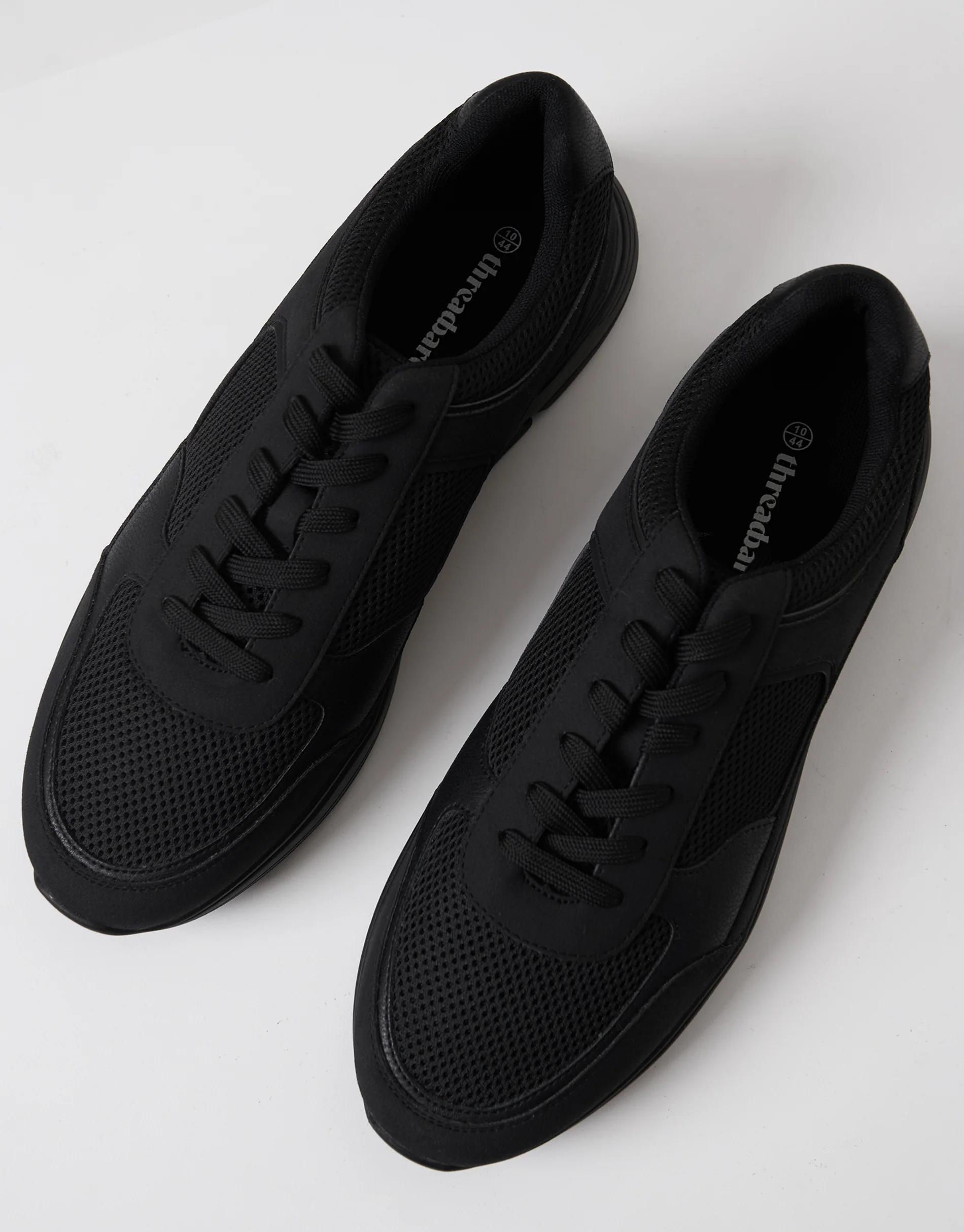 Mixed Material Trainers in Black - Image 2