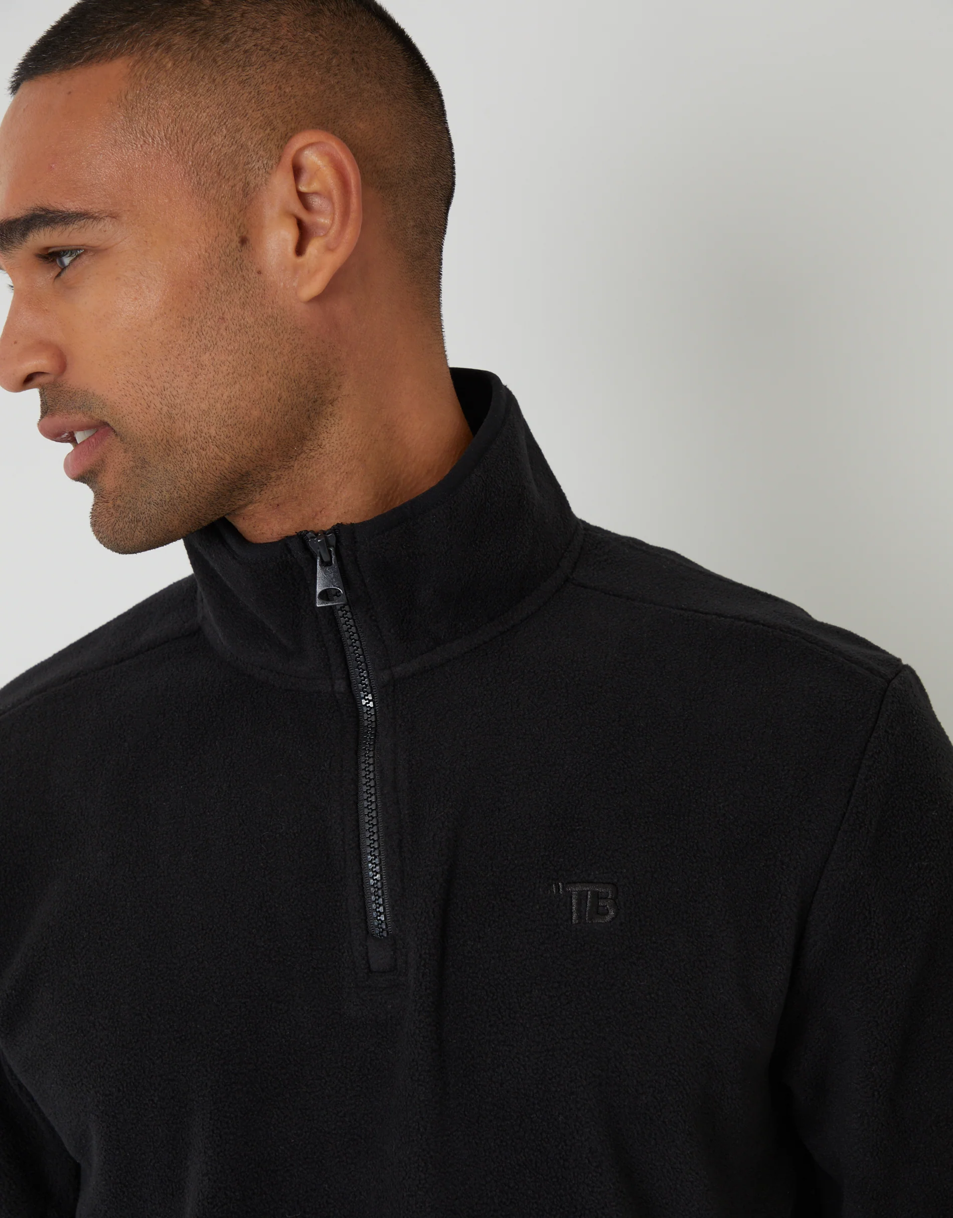 2 Pack Quarter Zip Microfleece Sweatshirts in Black & Navy - Image 5
