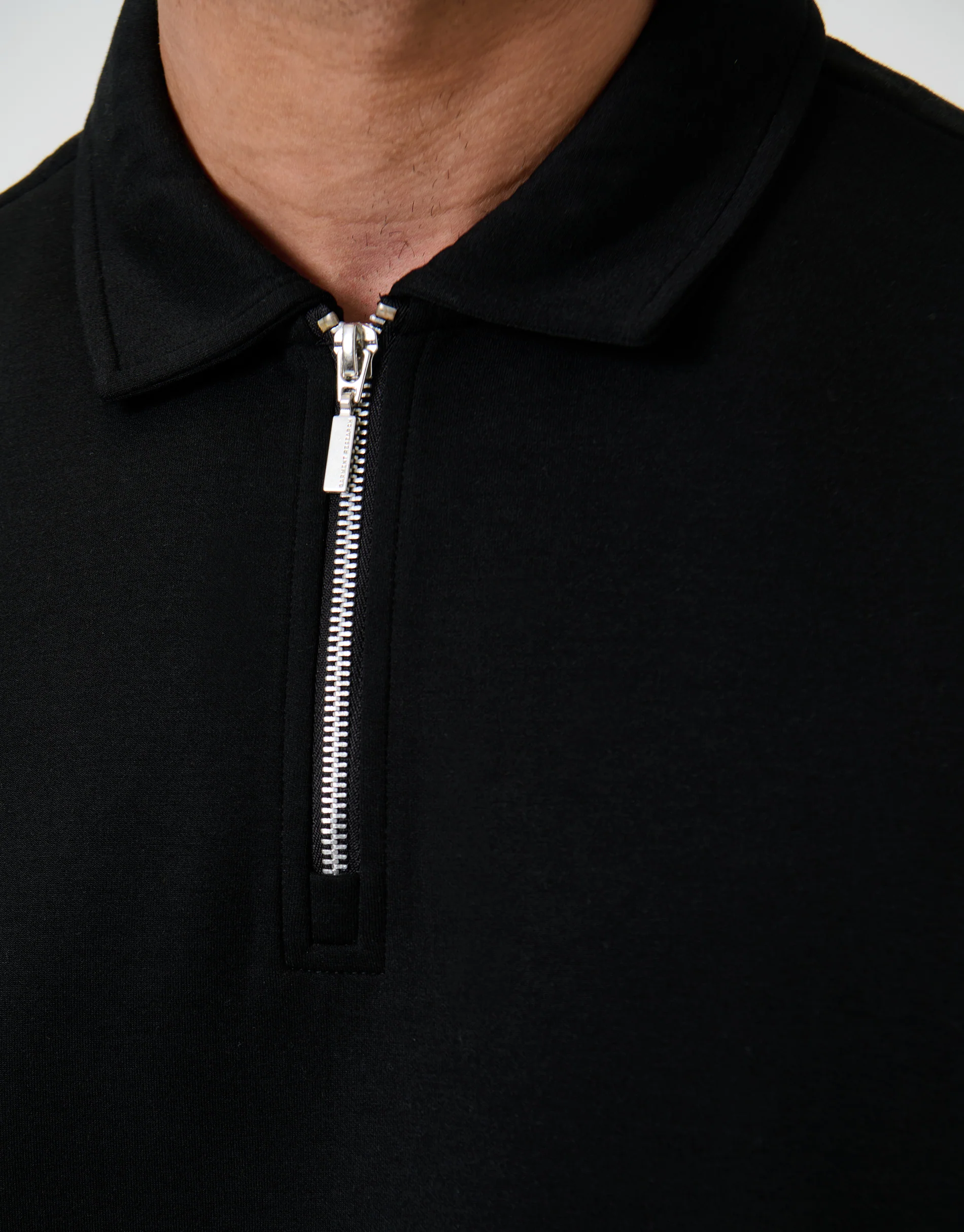 Oversized Quarter Zip Polo Shirt in Black - Image 5