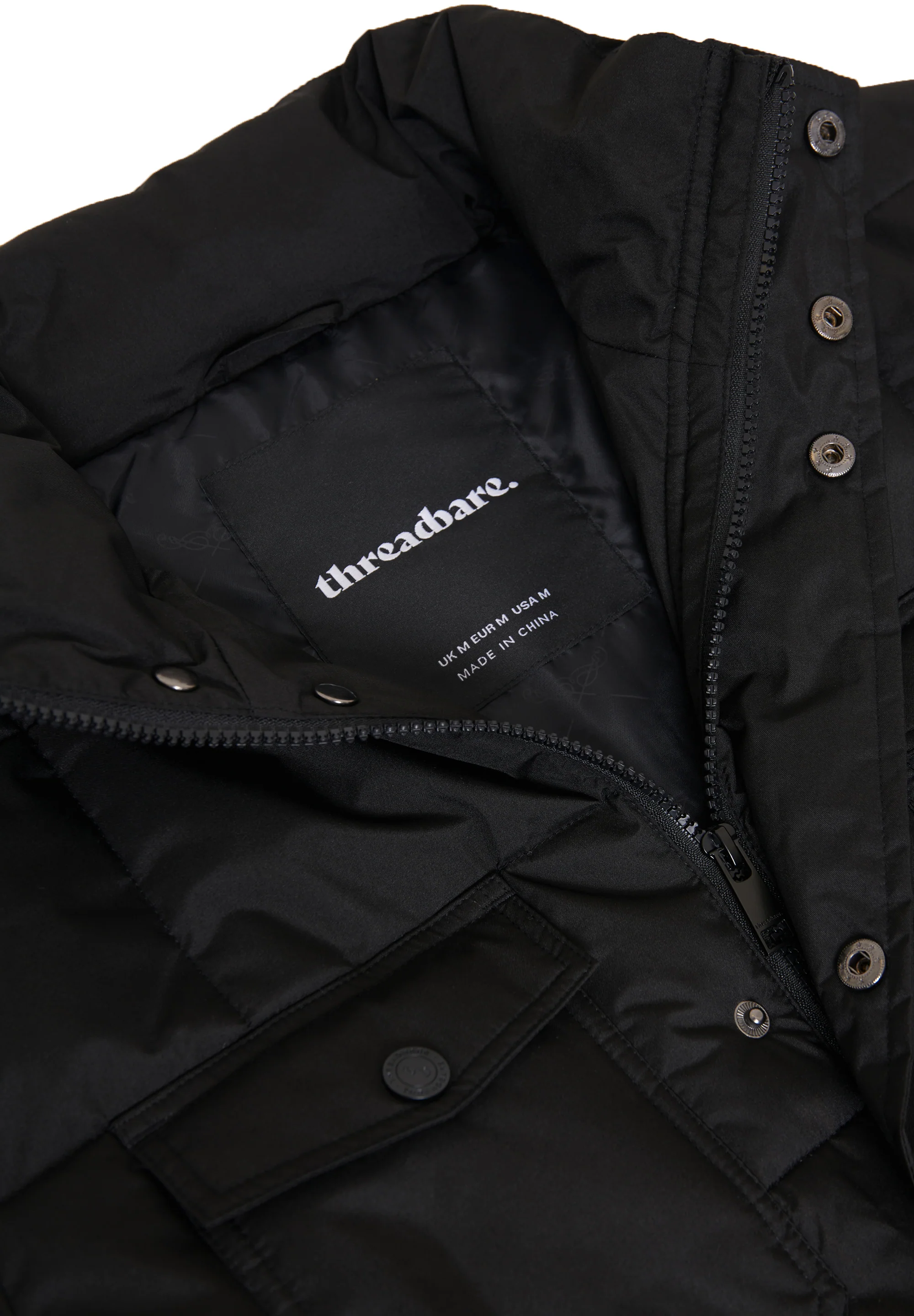 Padded Funnel Neck Jacket in Black - Image 5