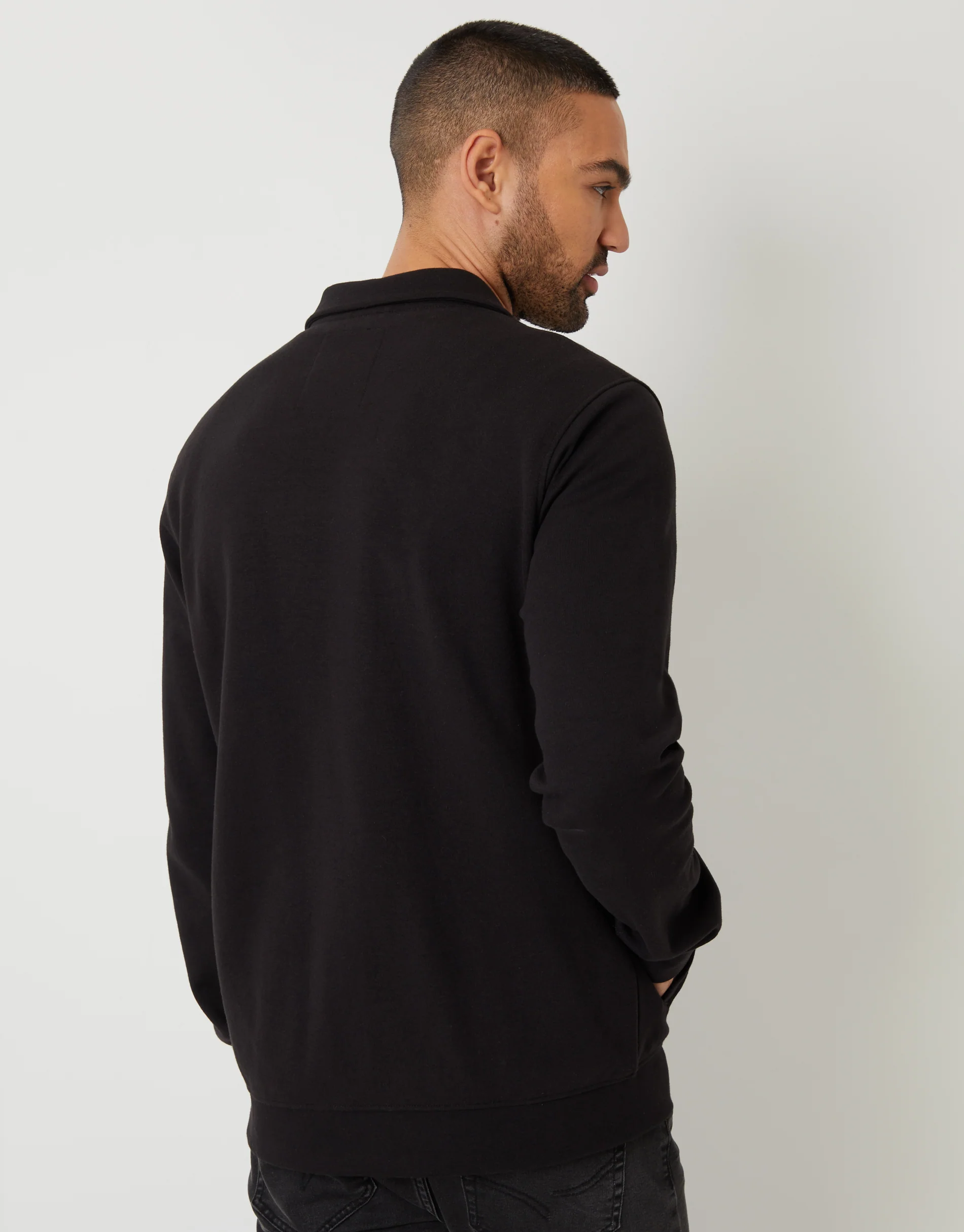 Pique Zip Through Shacket in Black - Image 2