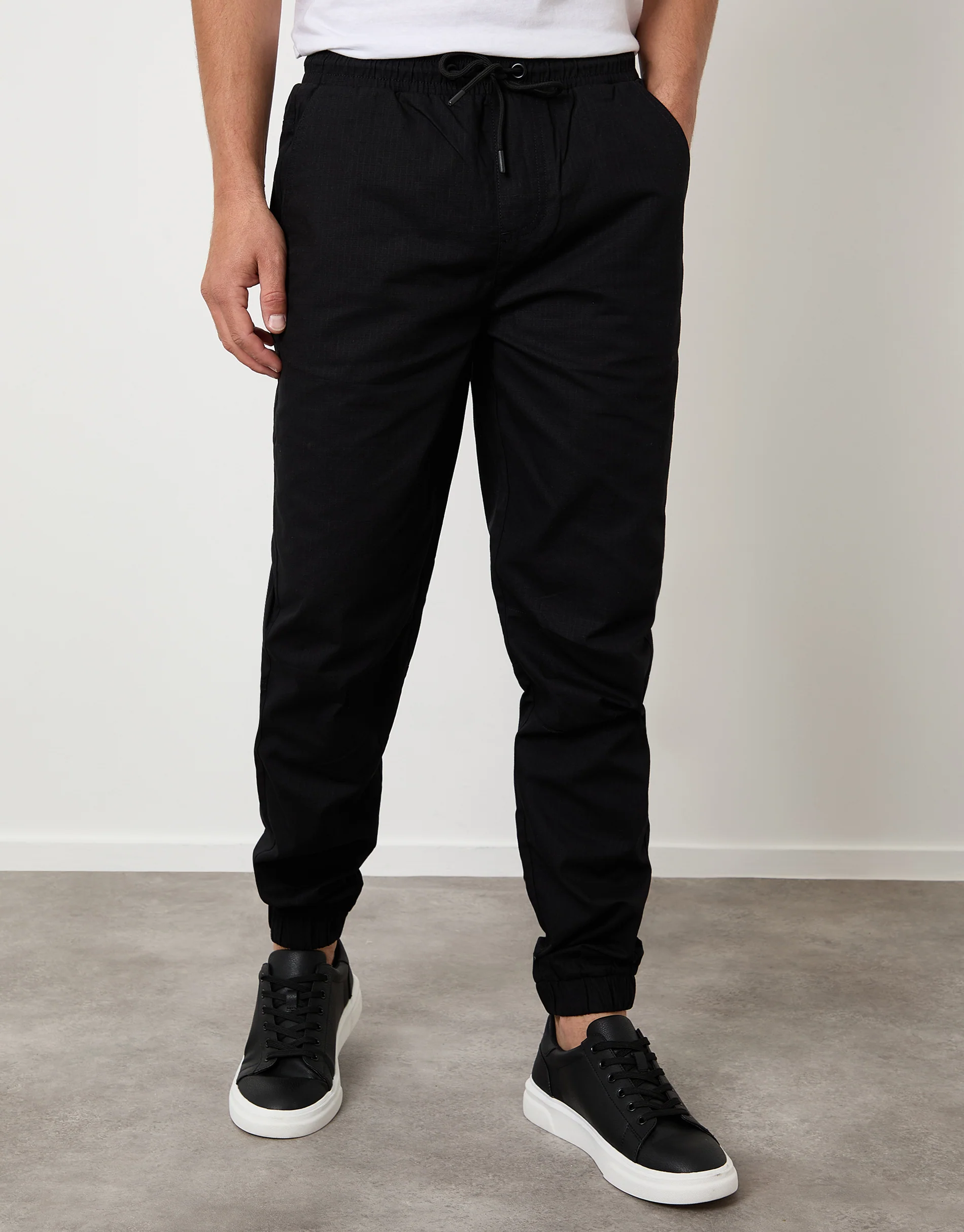 Regular Fit Pull On Trousers in Black - Image 2