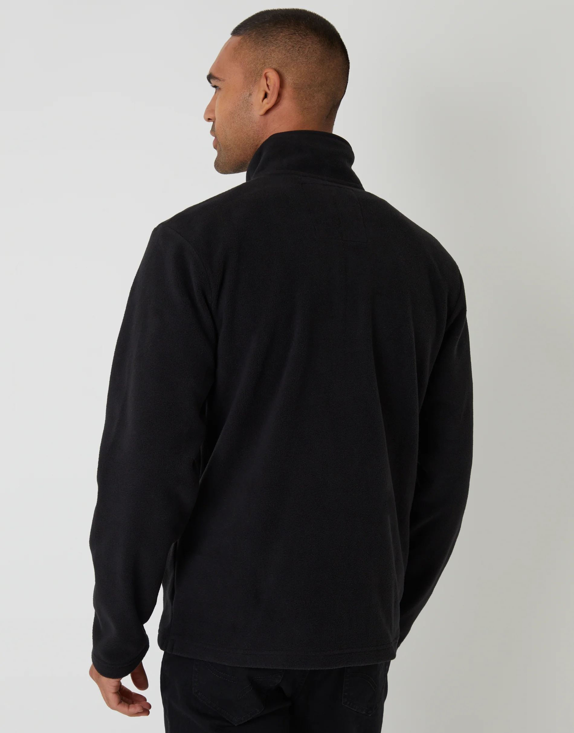 Quarter Zip Microfleece Sweatshirt in Black - Image 4