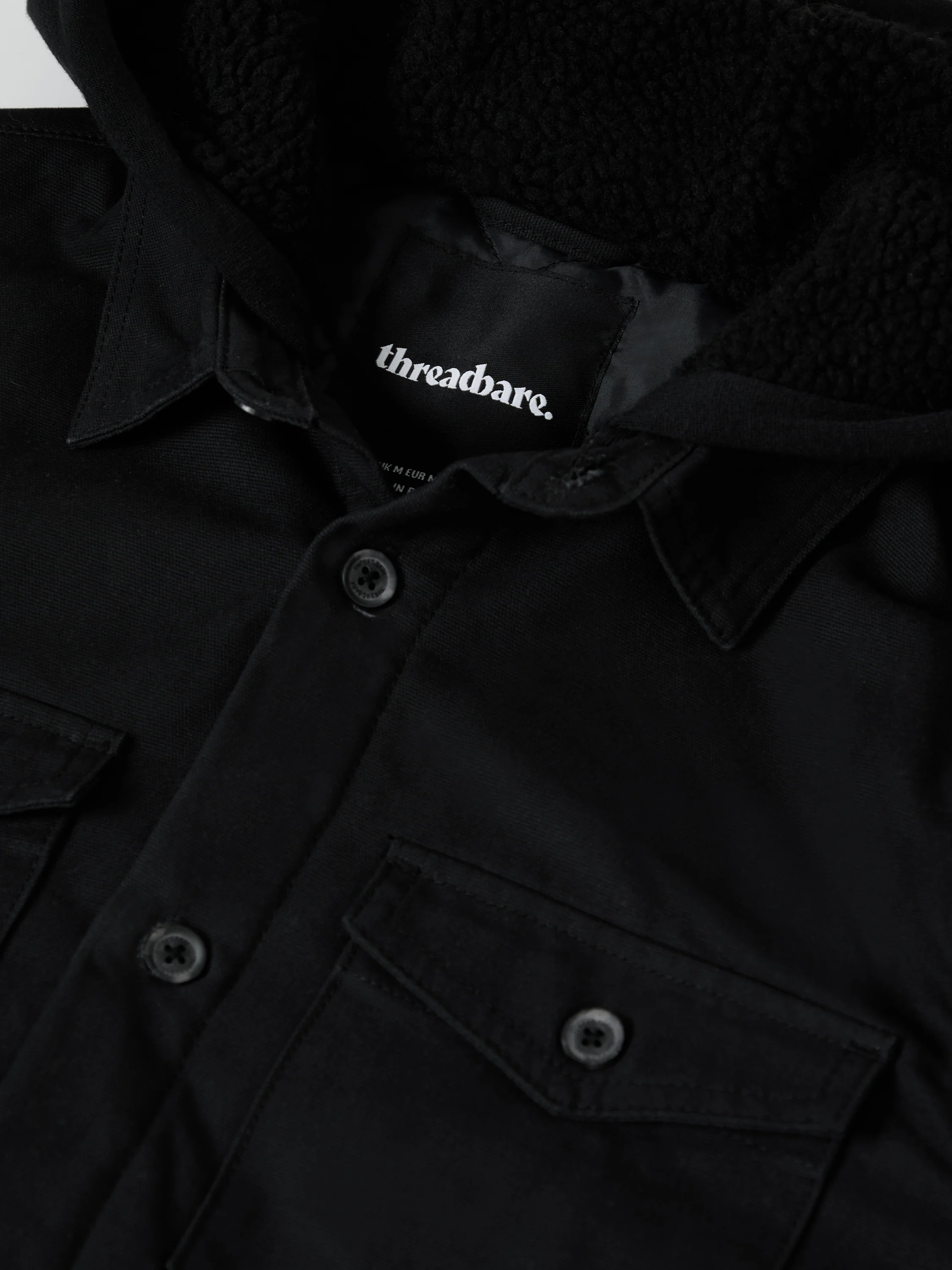 Quilted Shacket with Borg Lined Hood in Black - Image 5