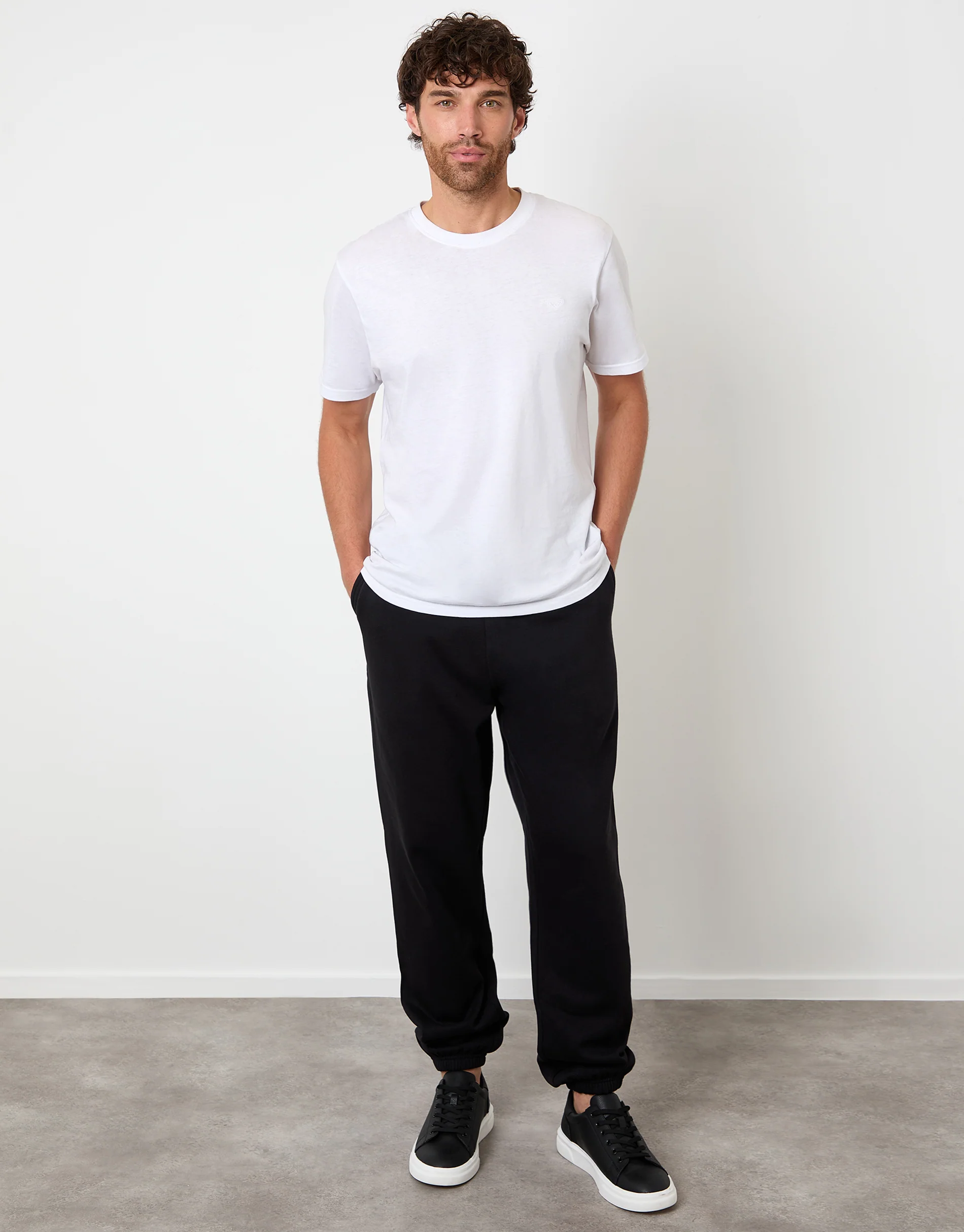 Relaxed Fit Cuffed Joggers in Black