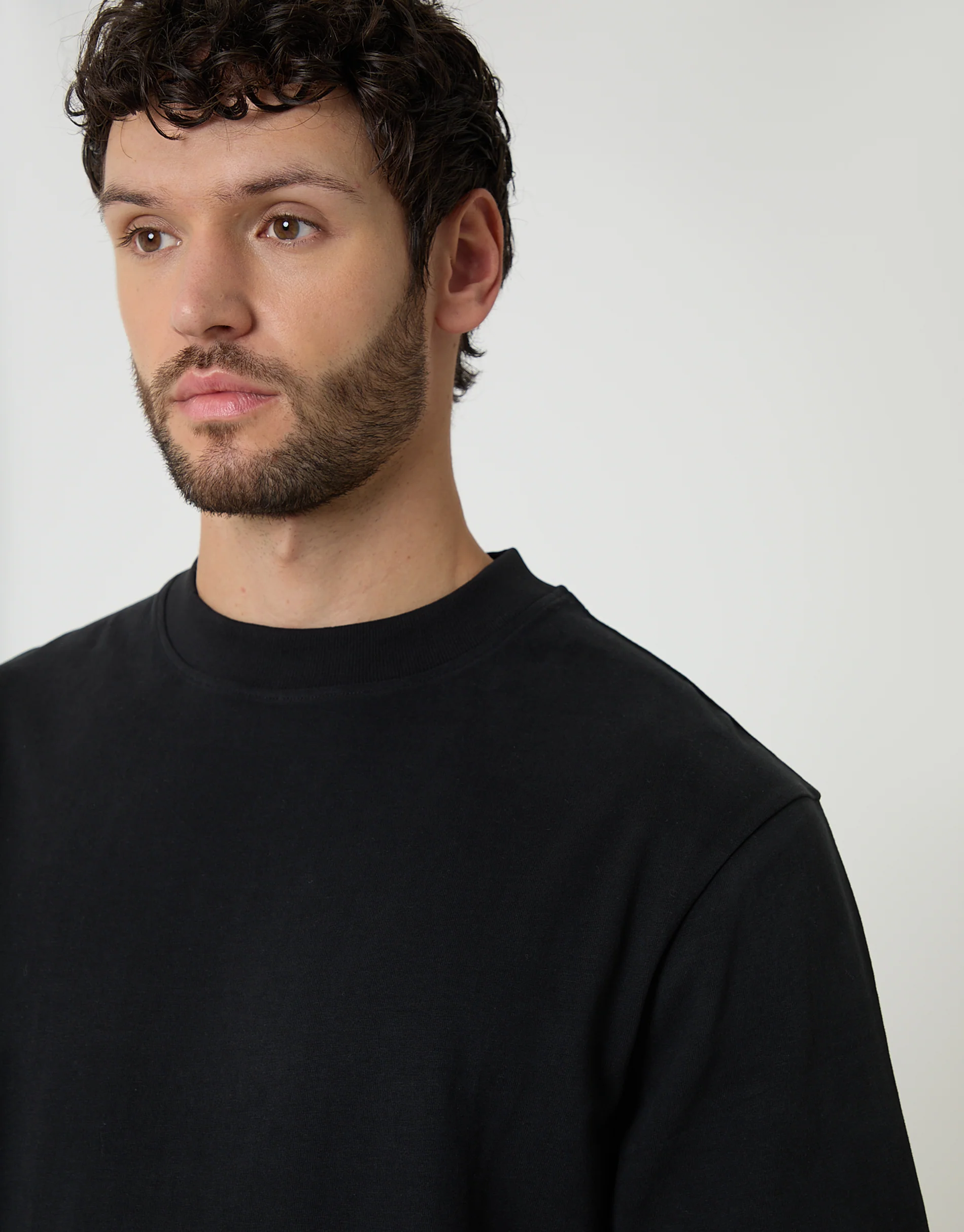 Relaxed Fit Peached Cotton T-Shirt in Black - Image 4
