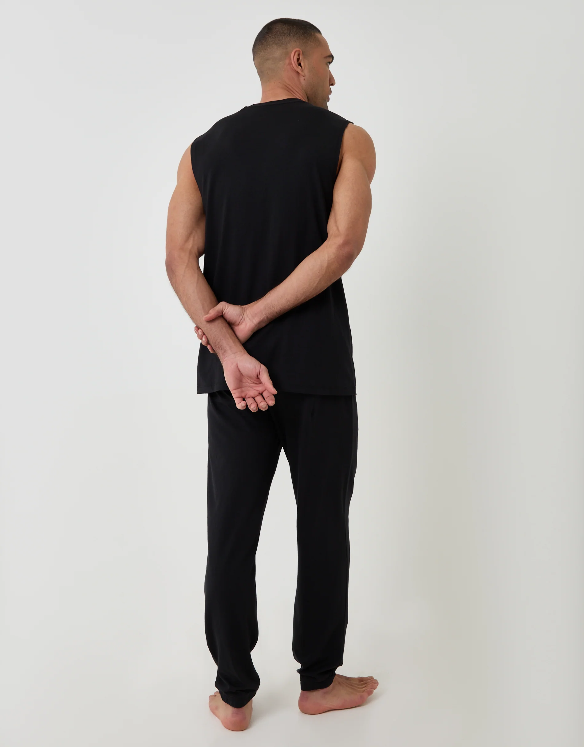 Relaxed Fit Sleeveless Lounge Set in Black - Image 3