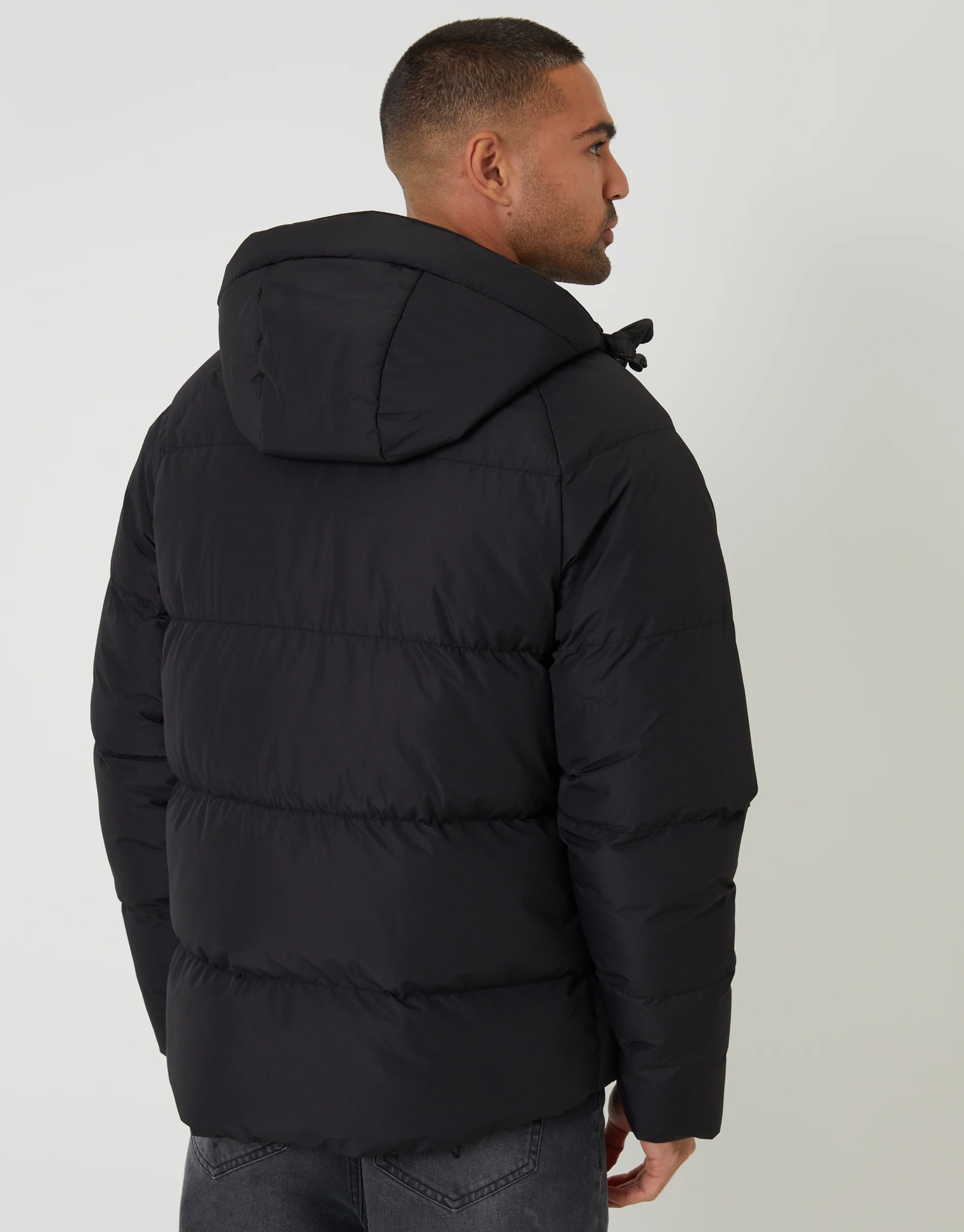 Ripstop Hooded Padded Coat in Black - Image 2