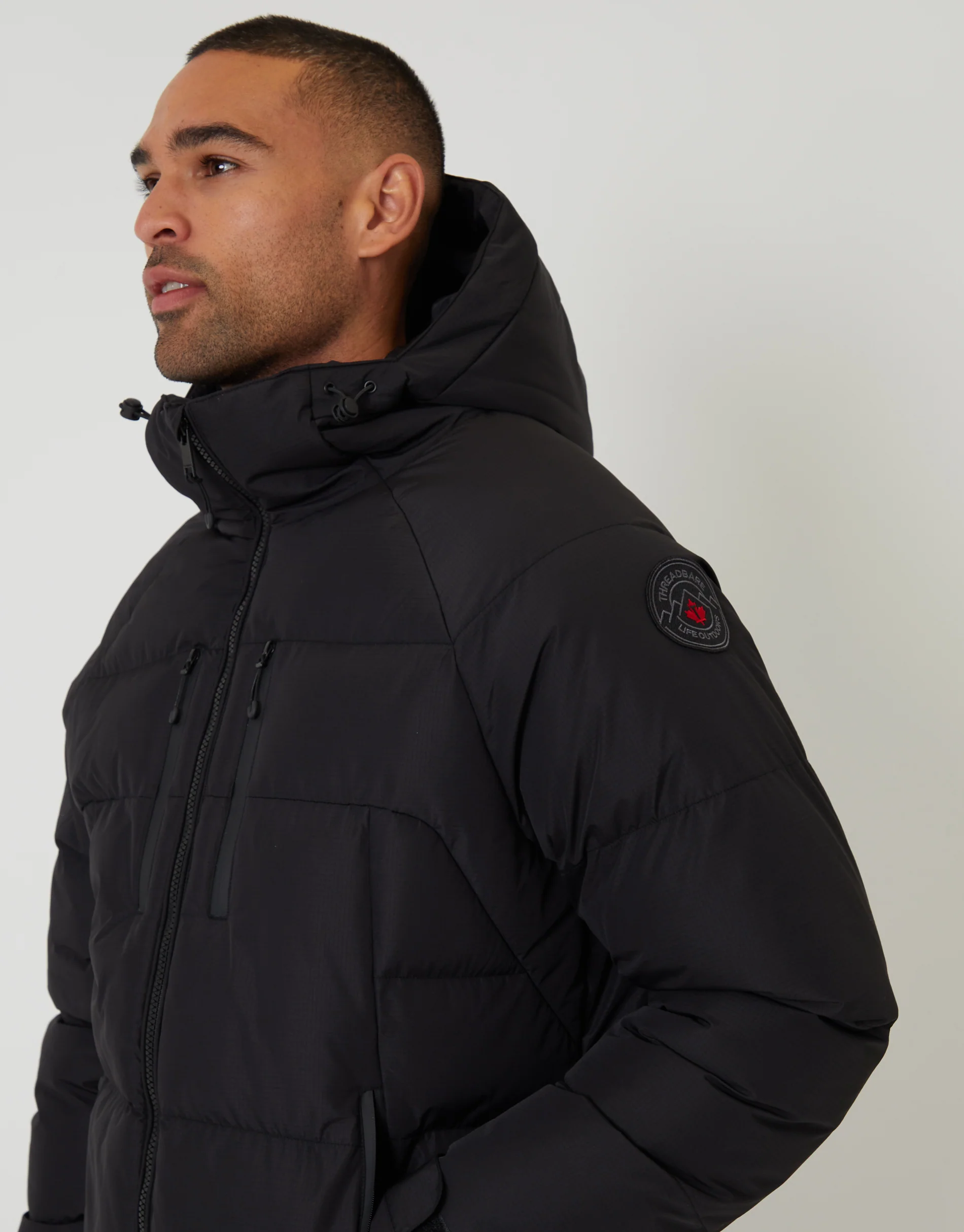 Ripstop Hooded Padded Coat in Black - Image 4