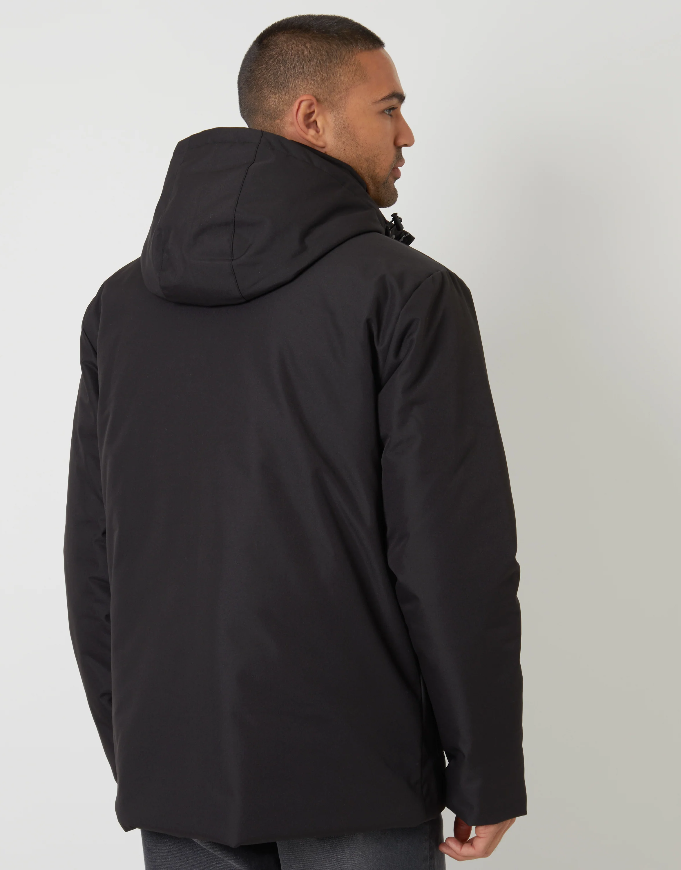 Showerproof Longline Hooded Padded Jacket in Black - Image 2