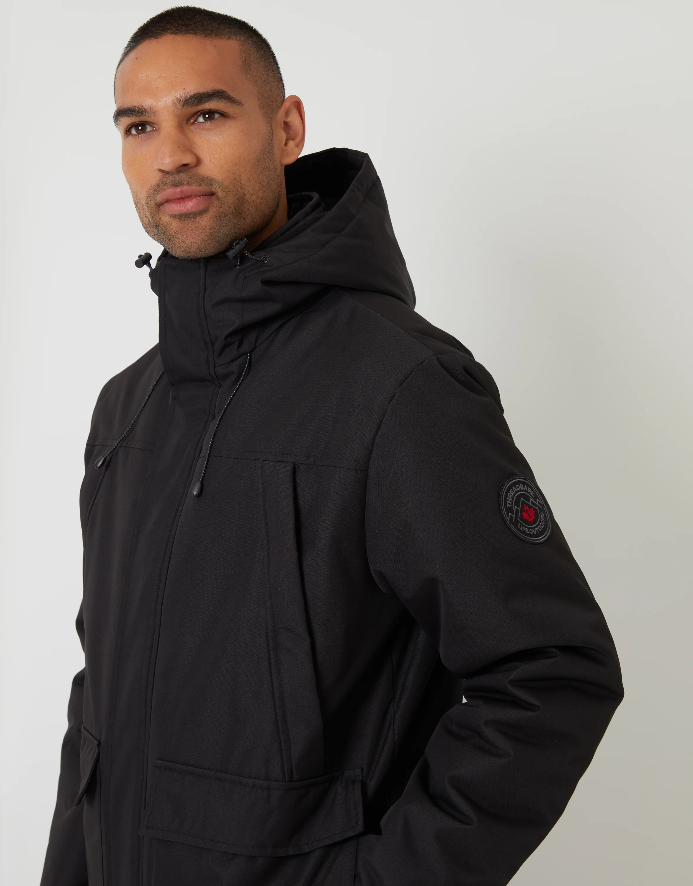 Showerproof Longline Hooded Padded Jacket in Black - Image 4