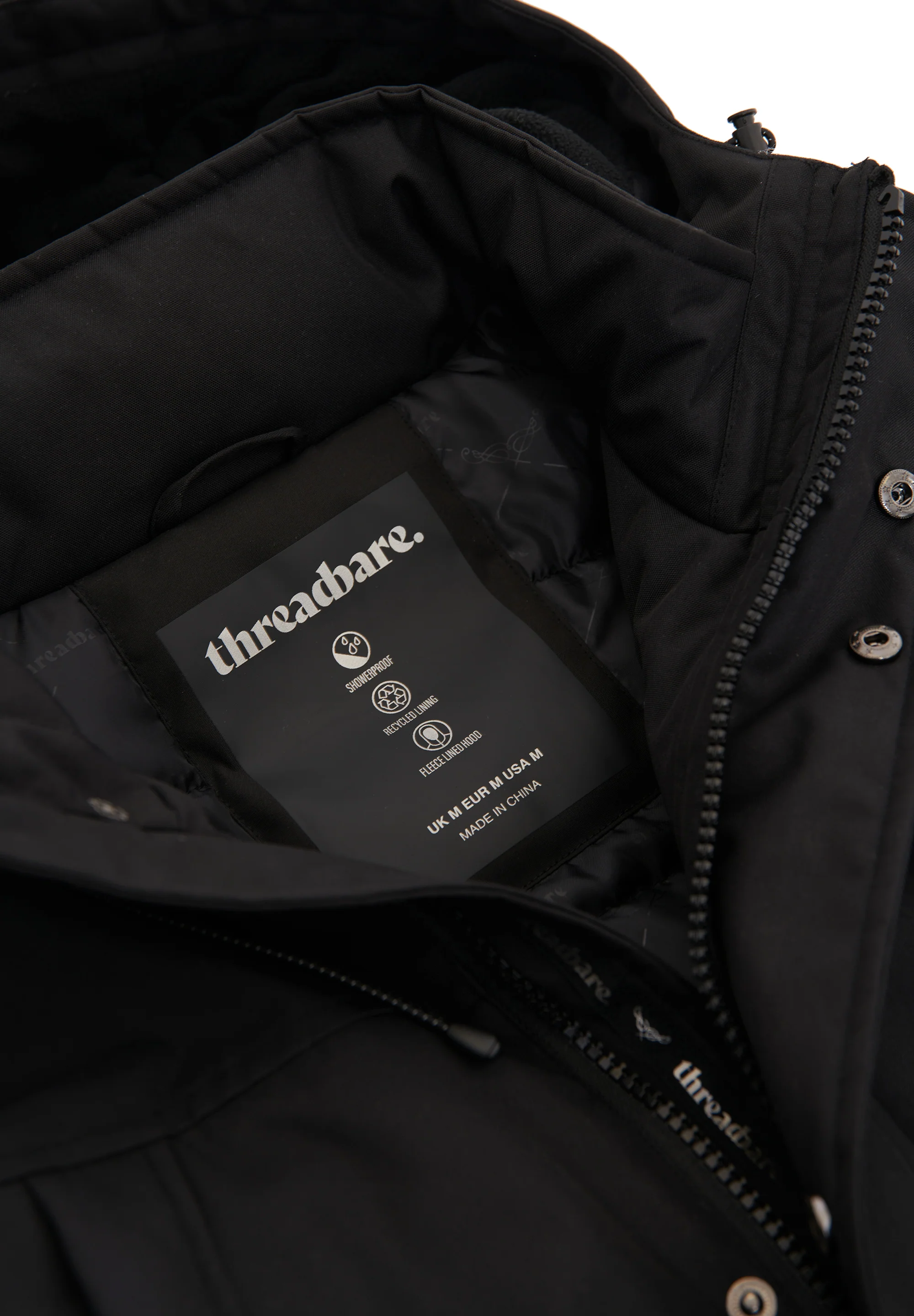 Showerproof Longline Hooded Padded Jacket in Black - Image 6