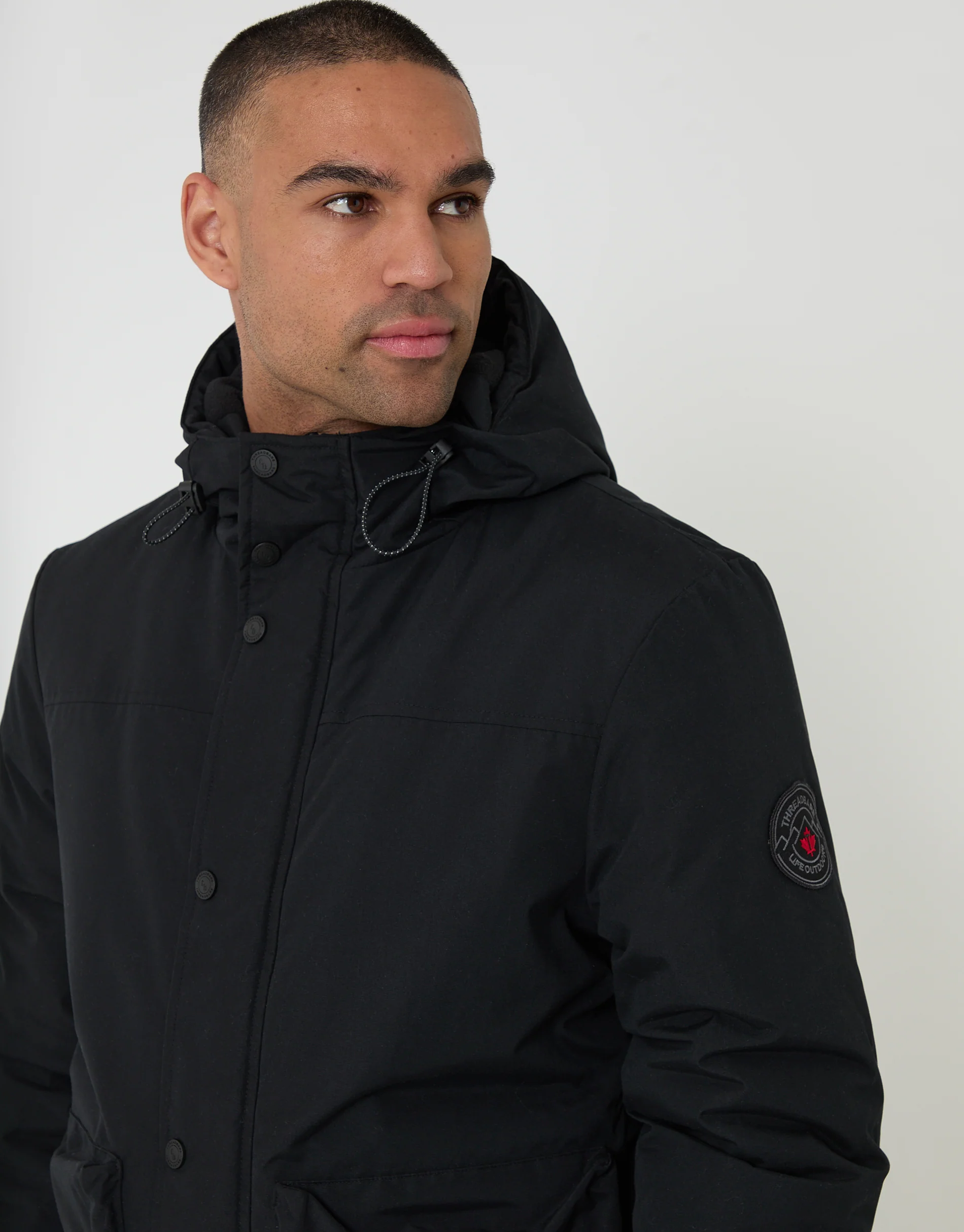 Showerproof Microfleece Lined Padded Coat in Black - Image 4