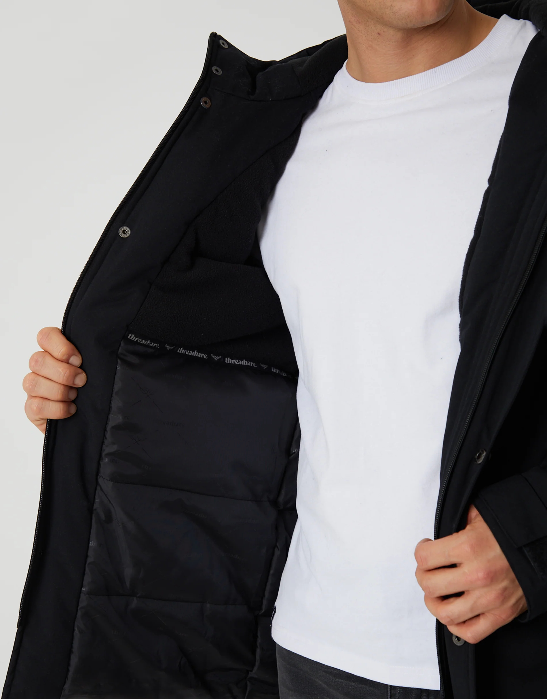 Showerproof Padded Hooded Coat in Black - Image 6