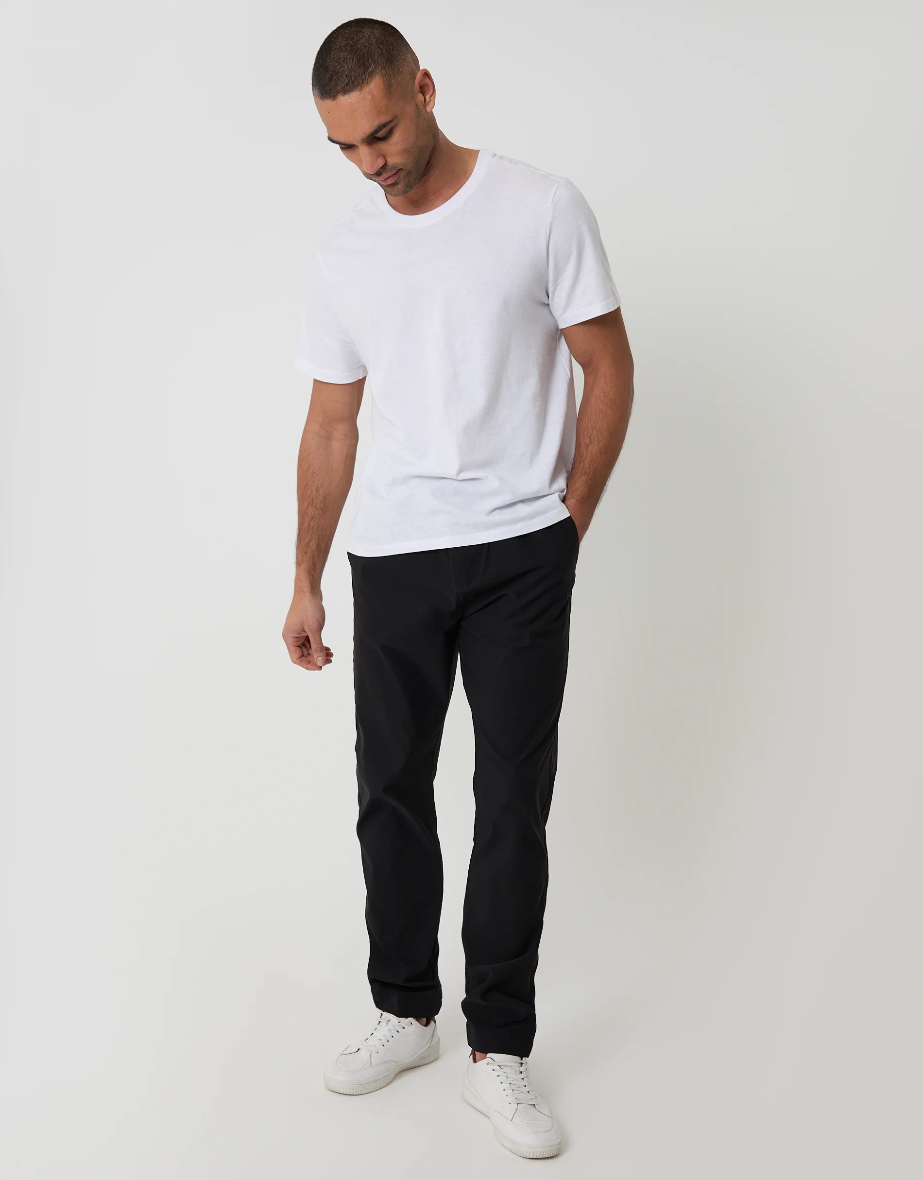 Slim Fit Stretch Trousers in Black