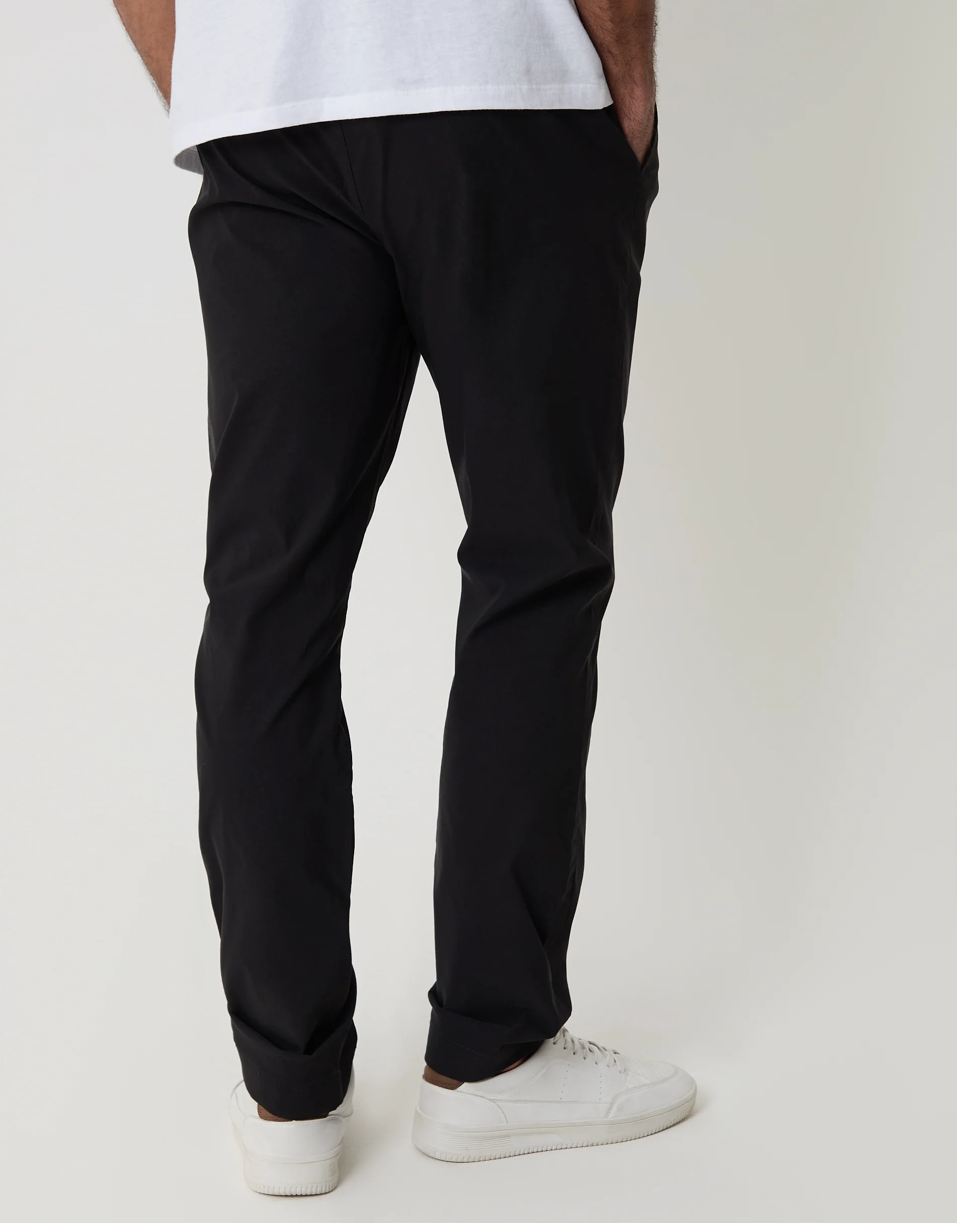 Slim Fit Stretch Trousers in Black - Image 3