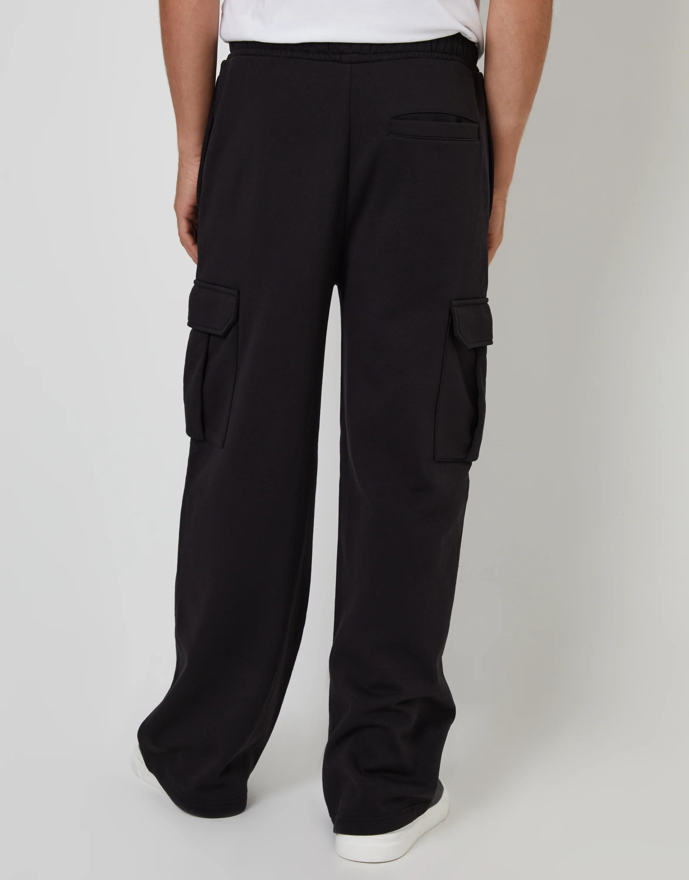 Wide Leg Cargo Joggers in Black - Image 3