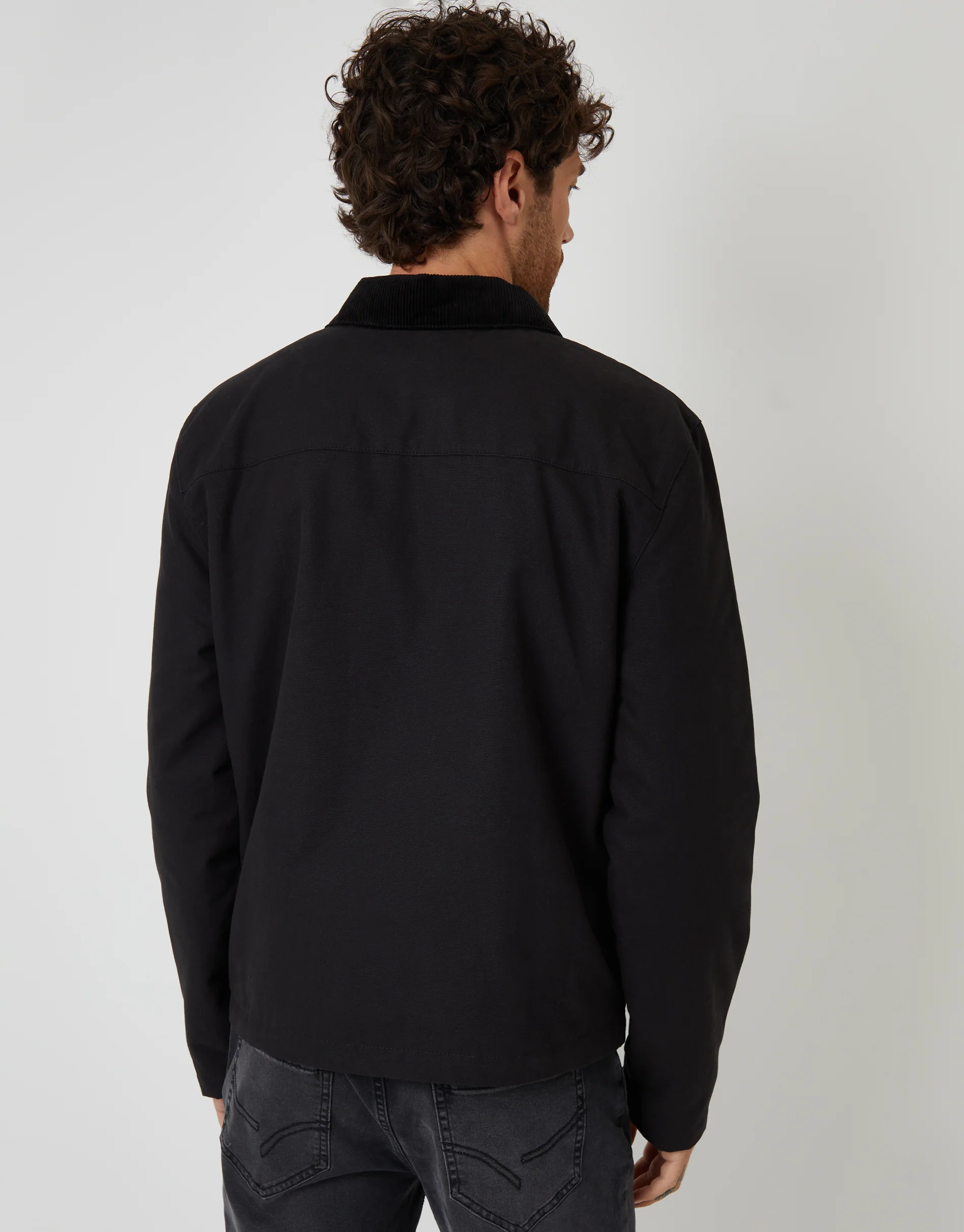 Zip-Through Lightweight Jacket With Quilting in Black - Image 2
