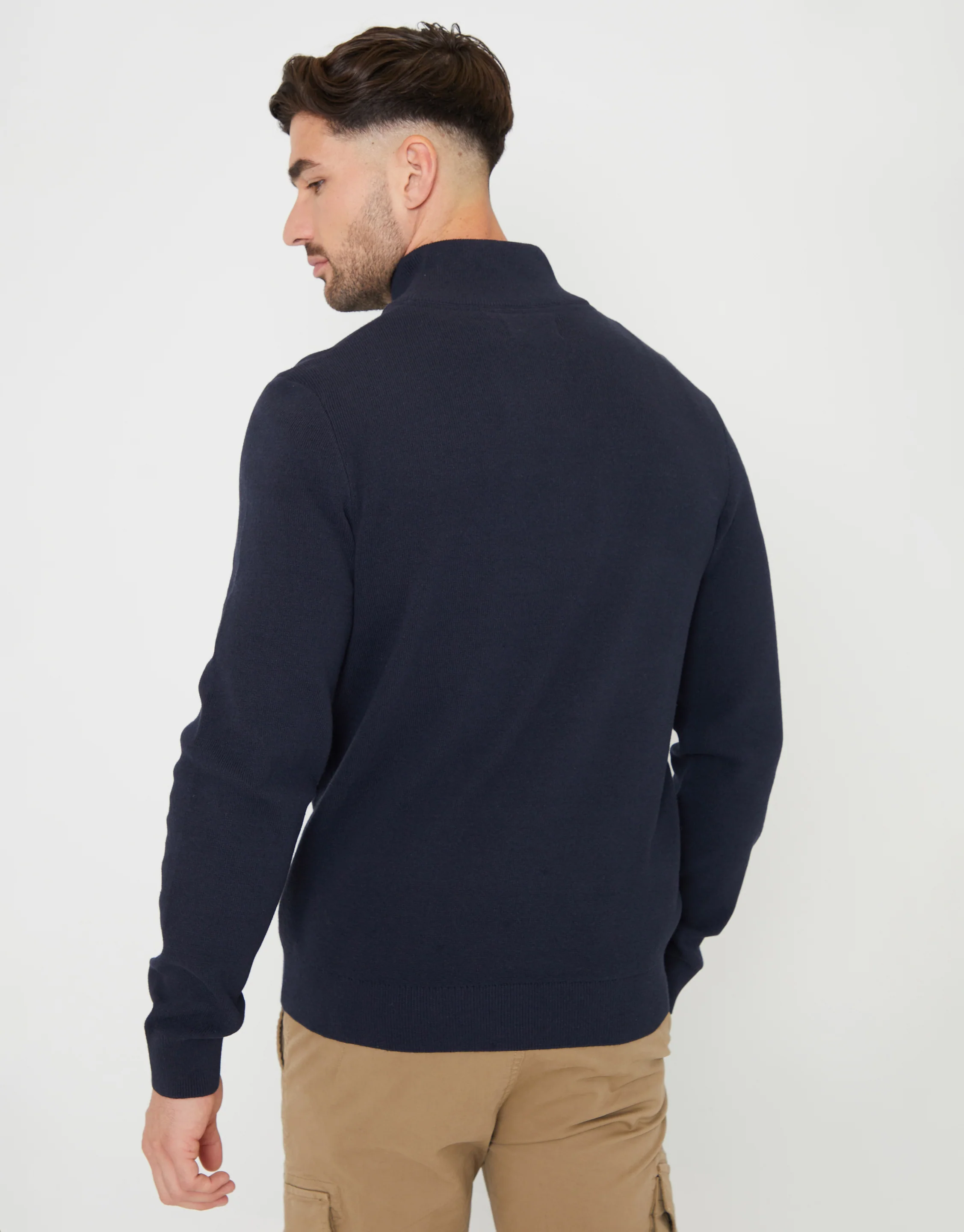 2 Pack Knitted Quarter Zip Jumpers in Blue - Image 5