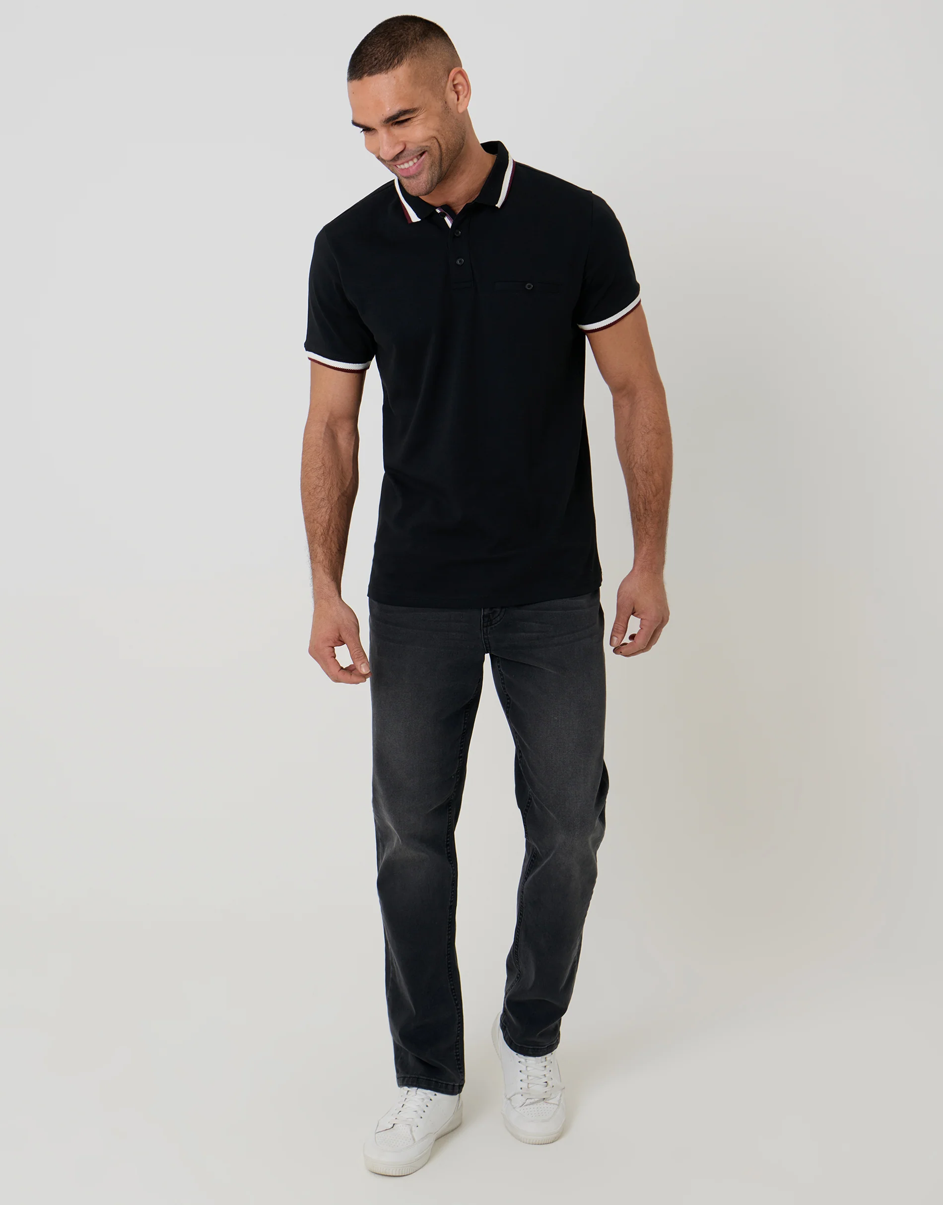 3 Pack Jet Pocket Contrast Tipping Polo Shirts in Blue Mix - Image 4