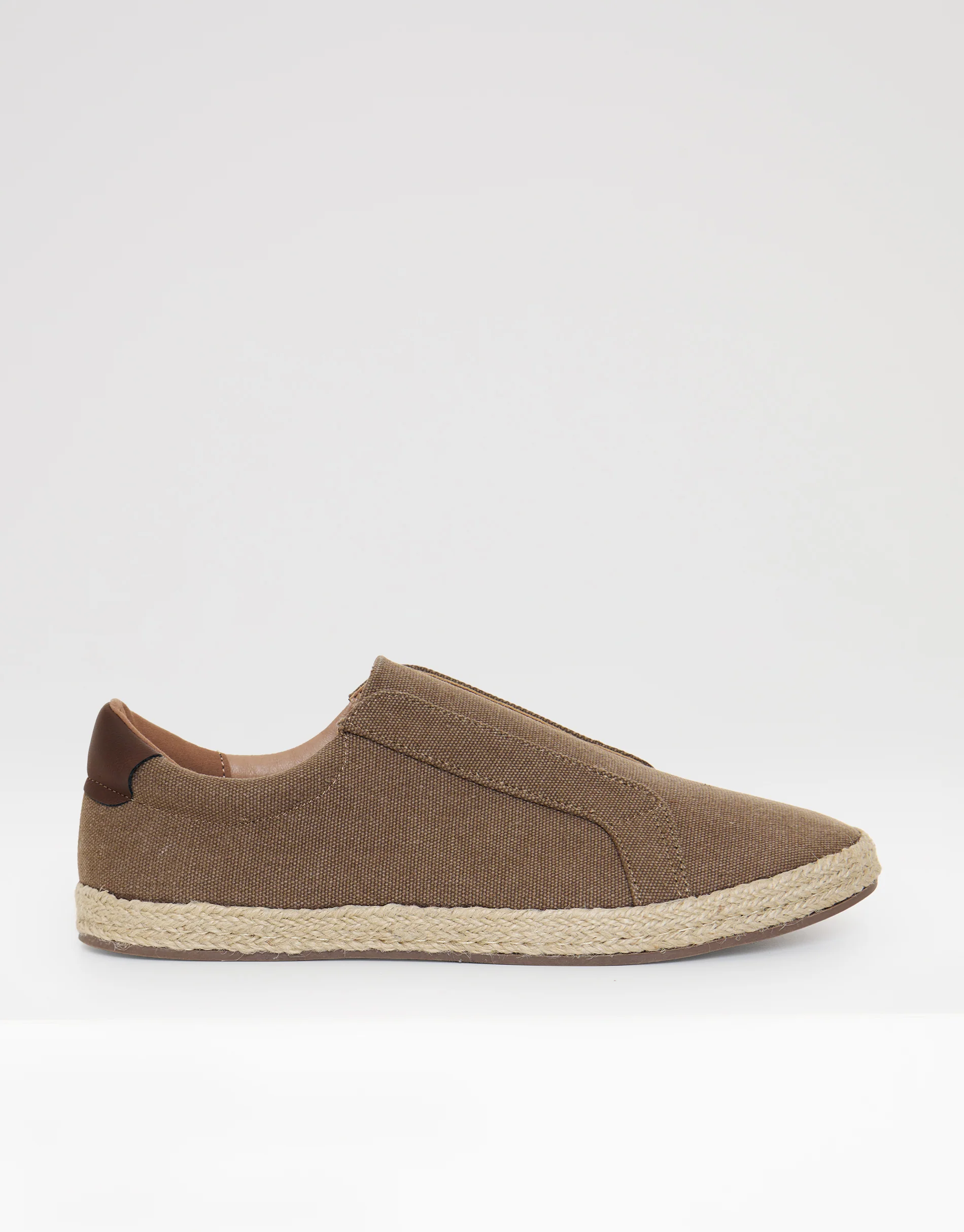 Cotton Canvas Slip On Espadrilles in Brown