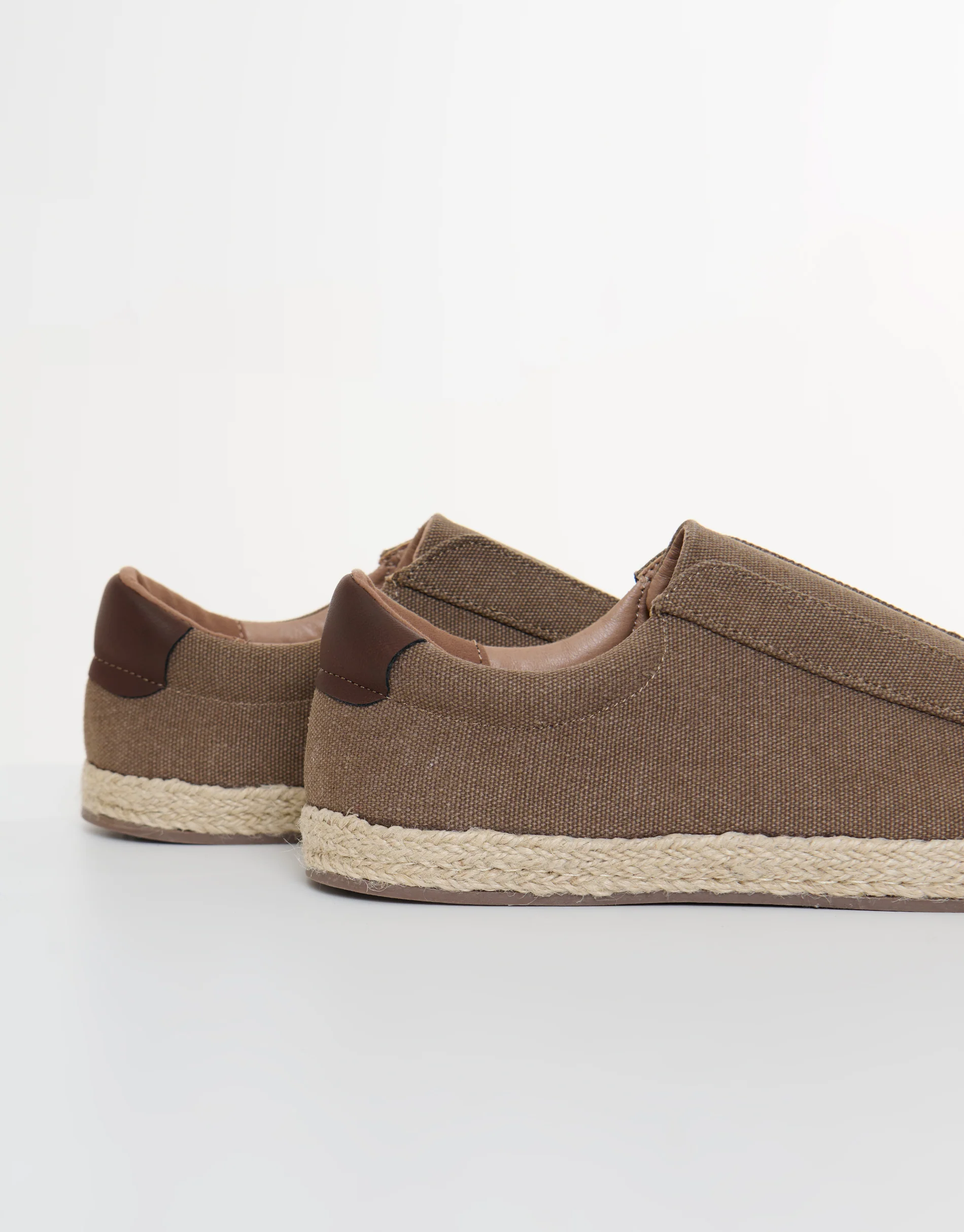 Cotton Canvas Slip On Espadrilles in Brown - Image 3
