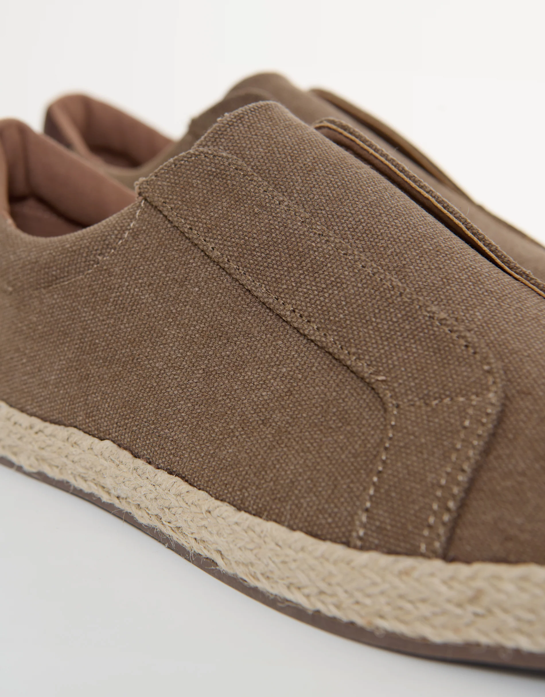 Cotton Canvas Slip On Espadrilles in Brown - Image 4
