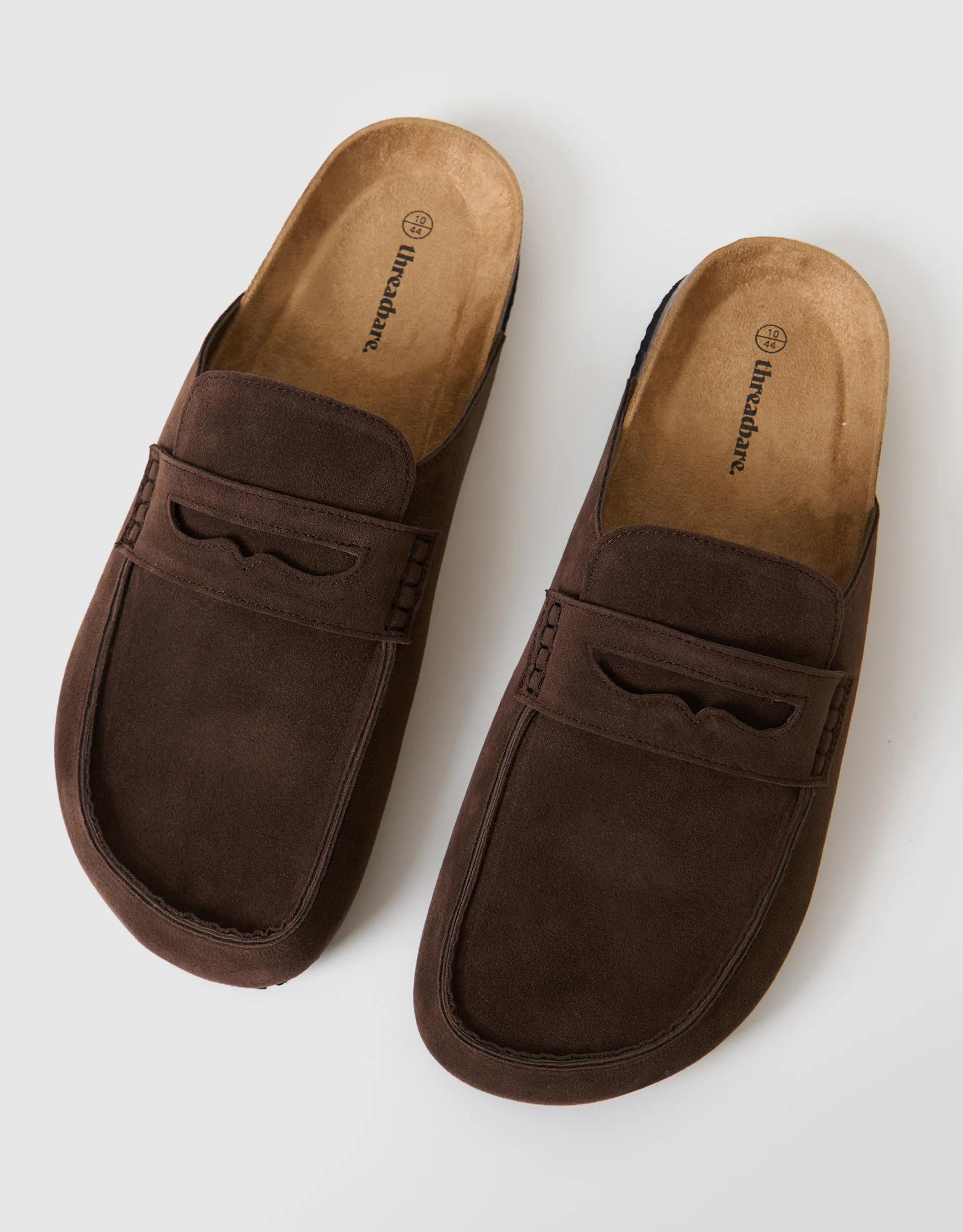Faux Suede Penny Loafer Sandals in Brown - Image 2