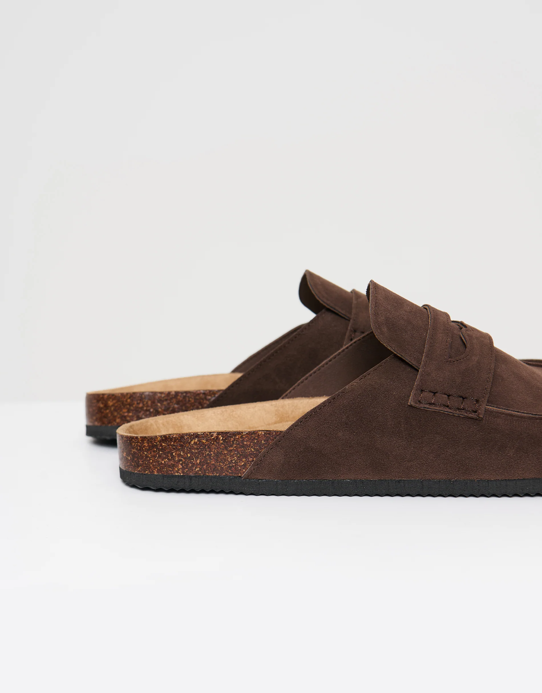Faux Suede Penny Loafer Sandals in Brown - Image 3