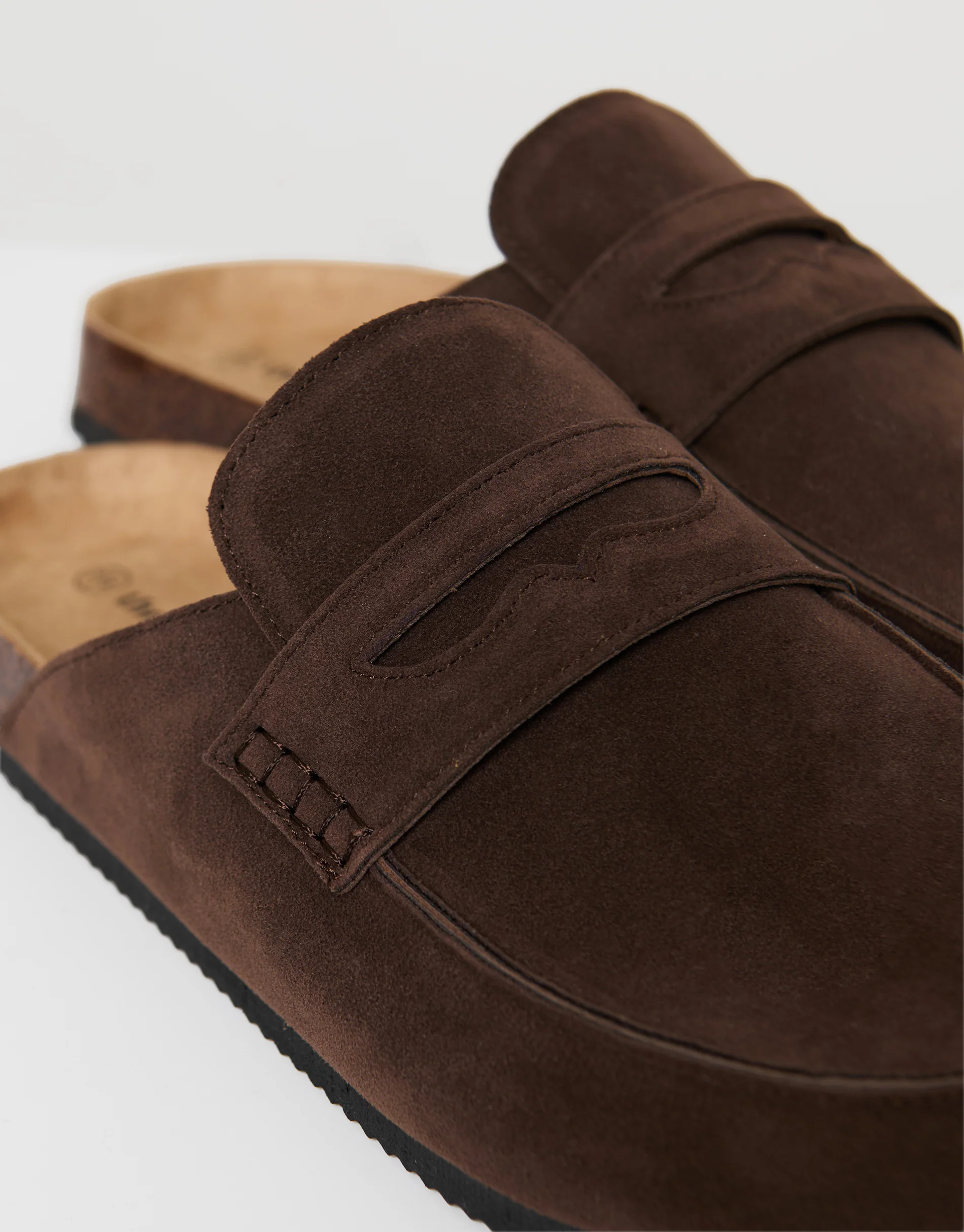Faux Suede Penny Loafer Sandals in Brown - Image 4