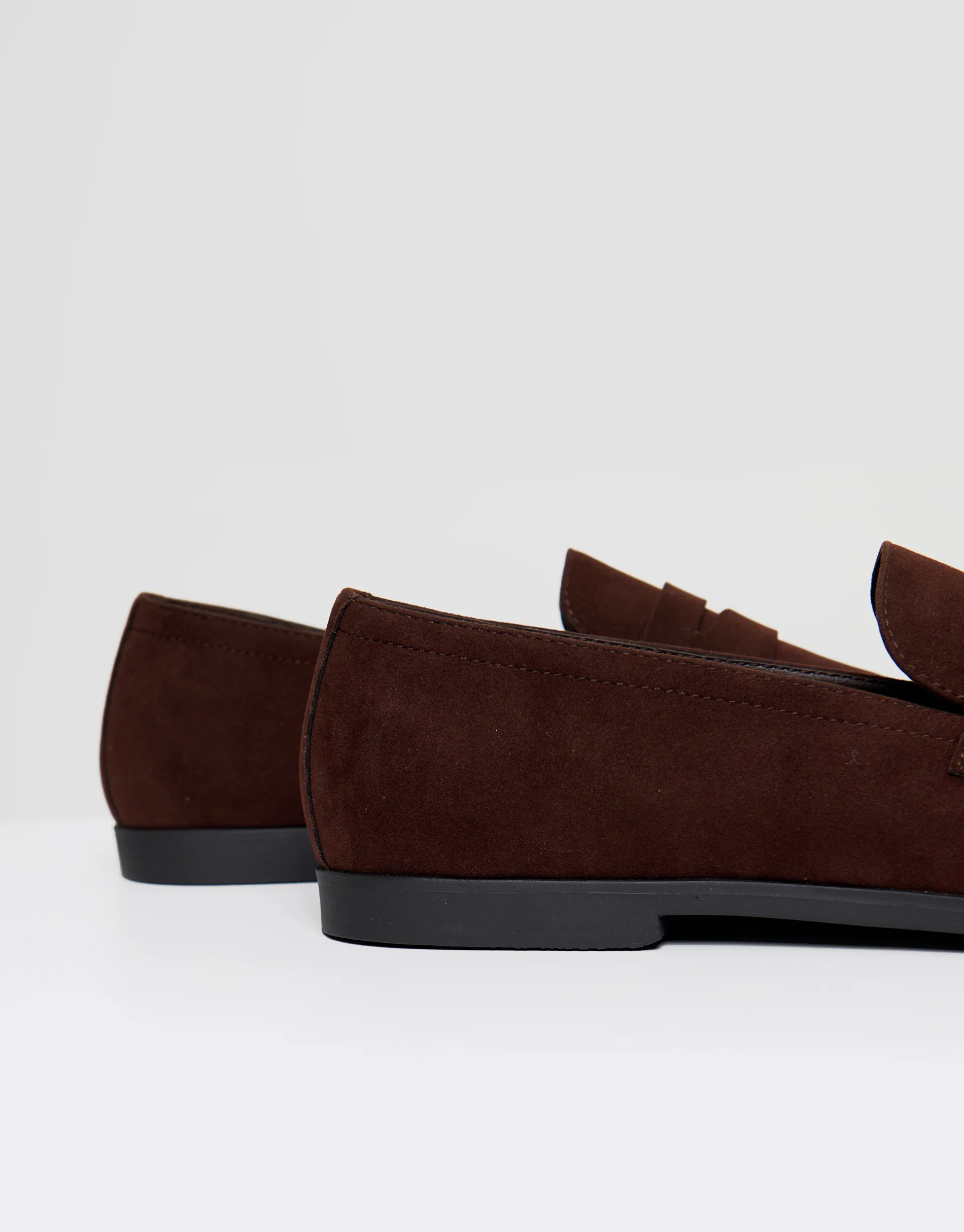 Faux Suede Penny Loafers in Brown - Image 3