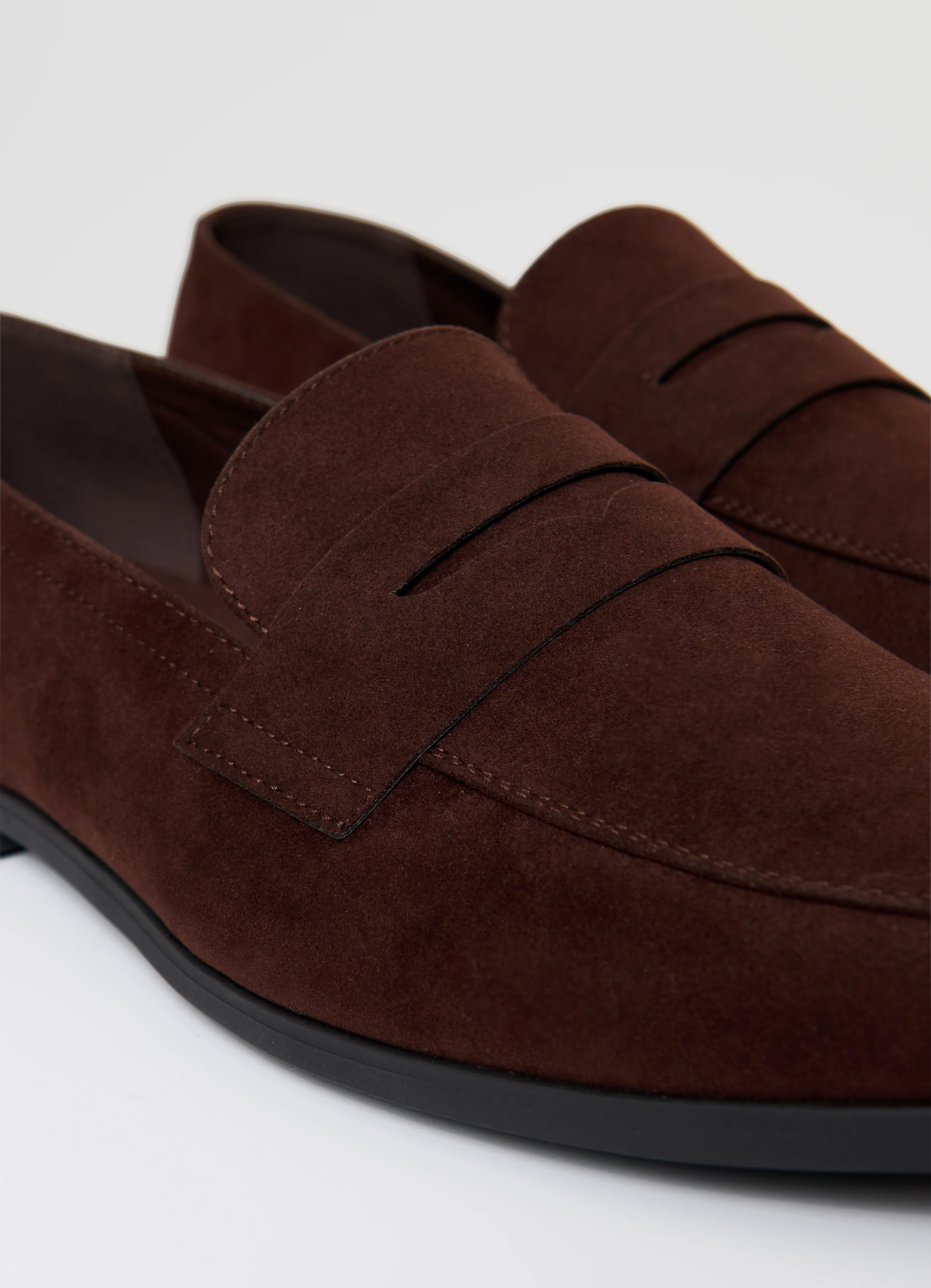 Faux Suede Penny Loafers in Brown - Image 4