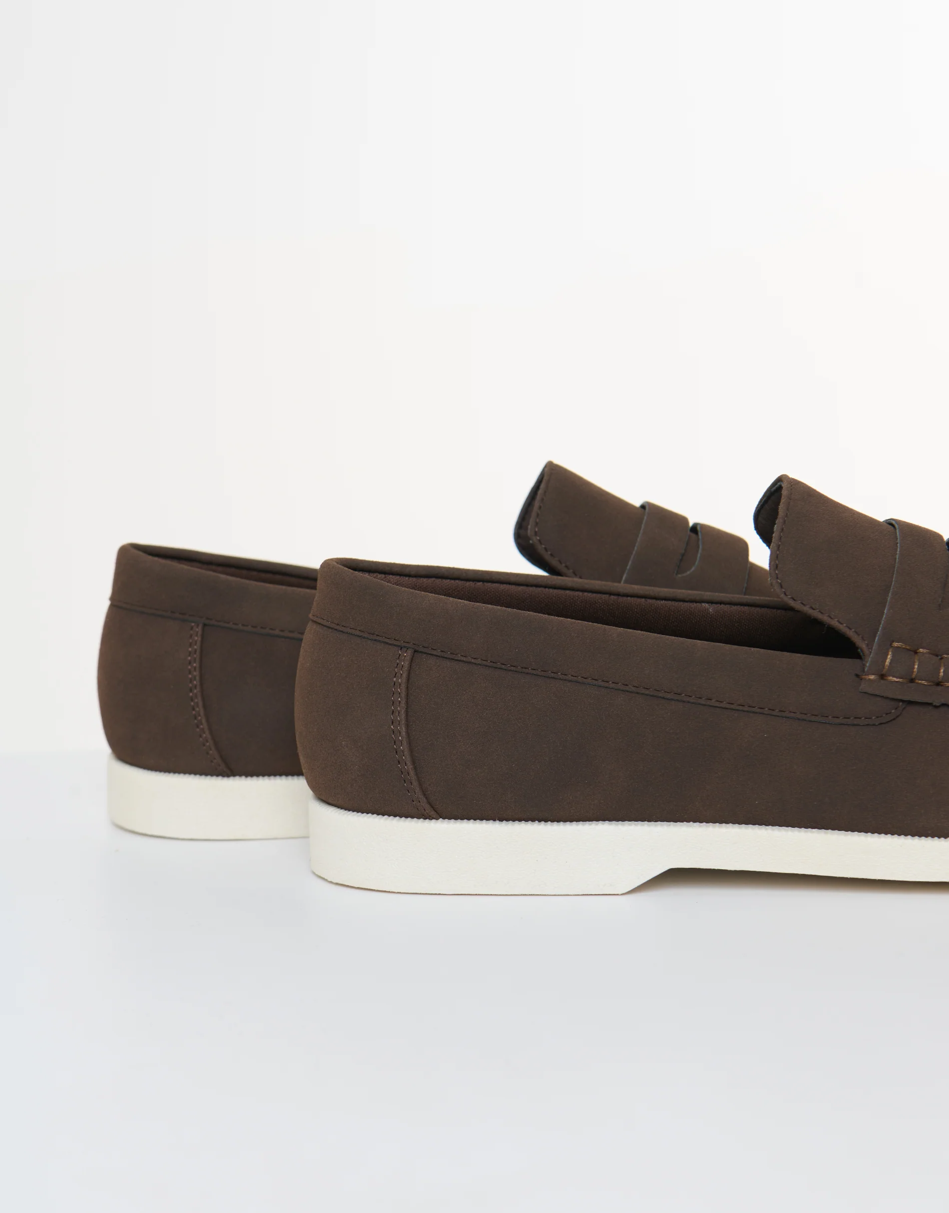 Faux Suede Penny Loafers in Brown - Image 3