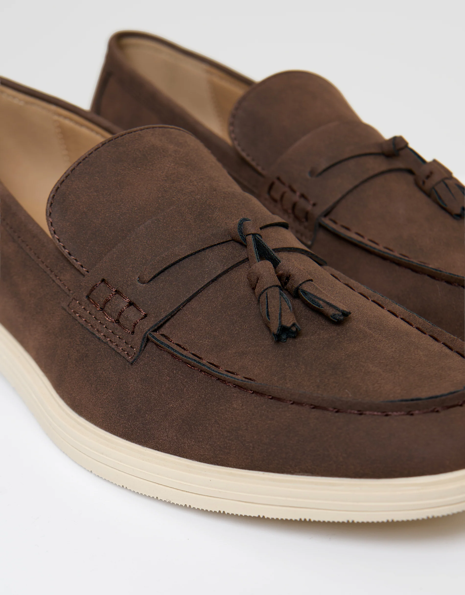 Faux Suede Tassel Loafers in Brown - Image 4