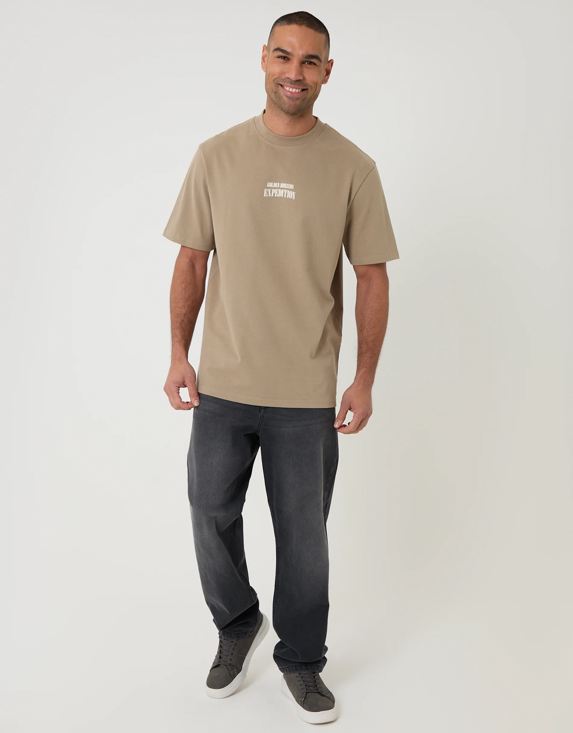 Relaxed Fit Expedition Peached Cotton T-Shirt in Brown - Image 3