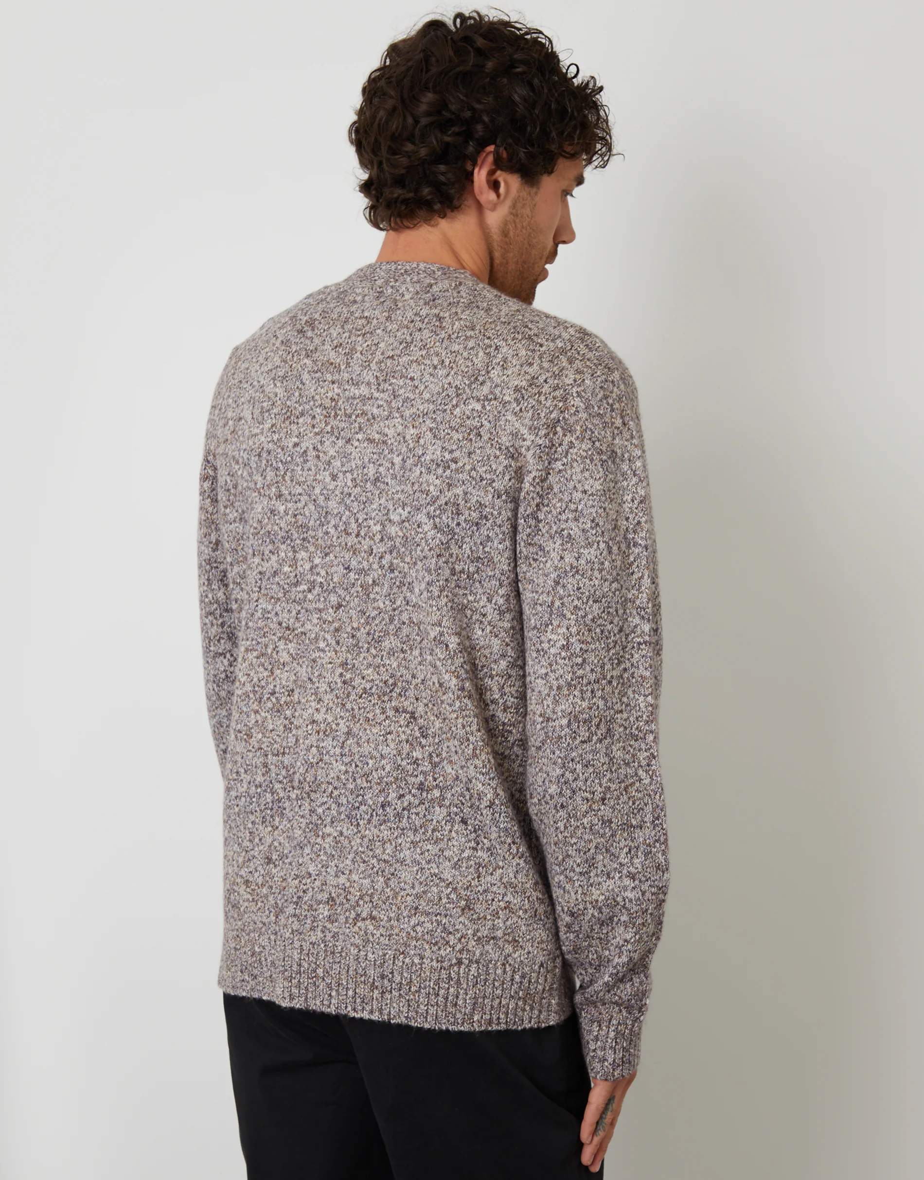 Knitted Button Up Cardigan in Brown Twist - Image 3
