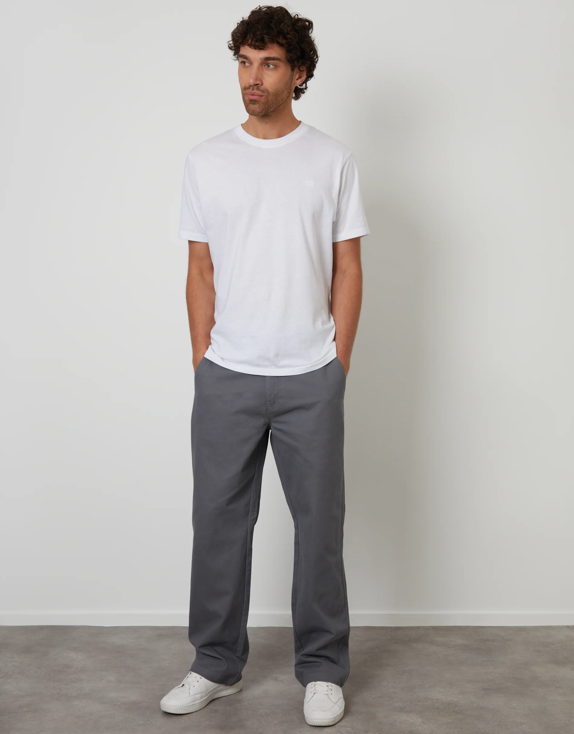 Baggy Fit Chino Trousers in Charcoal Grey