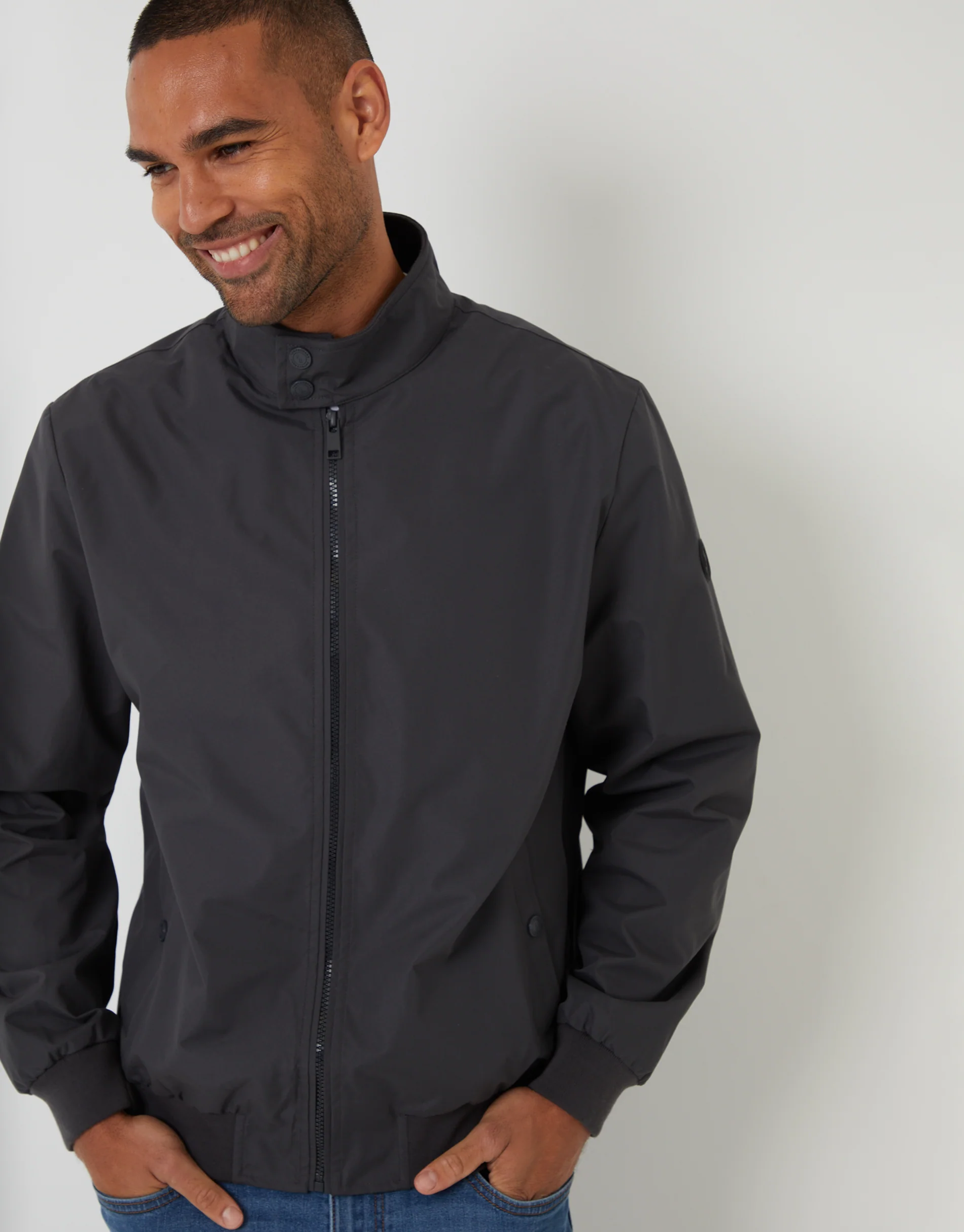 Showerproof Harrington Jacket in Charcoal Grey - Image 4