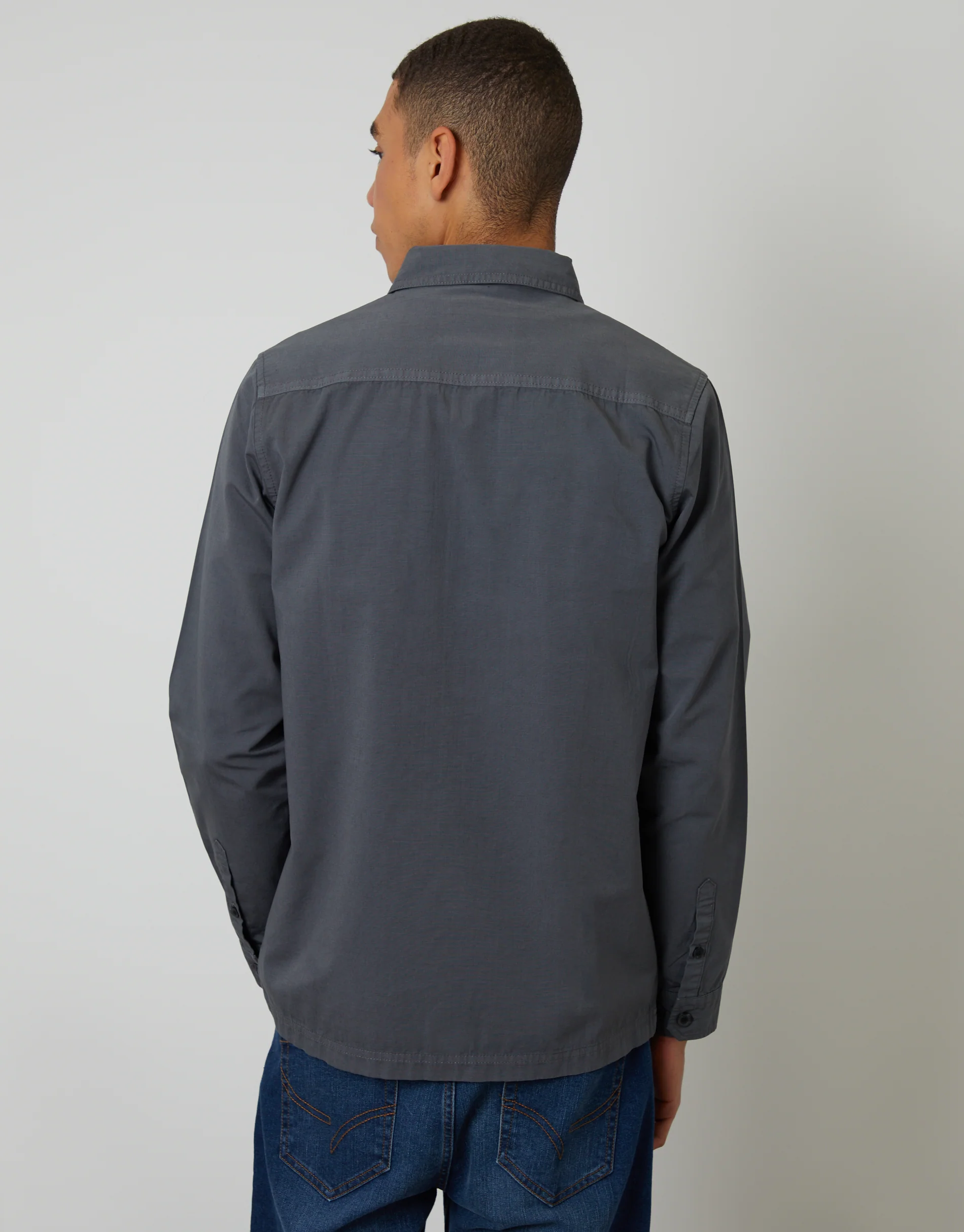 Lightweight Shacket in Dark Grey - Image 2